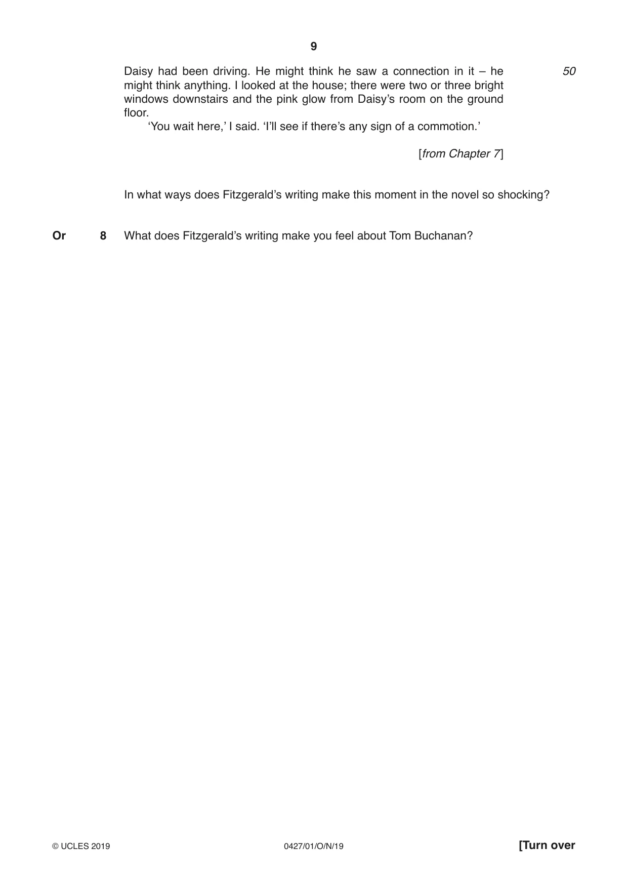 Cambridge IGCSE English - Literature (BES) 0427 2019 Oct/Nov Paper 1 · Variant 1 question paper, page 9 of 16