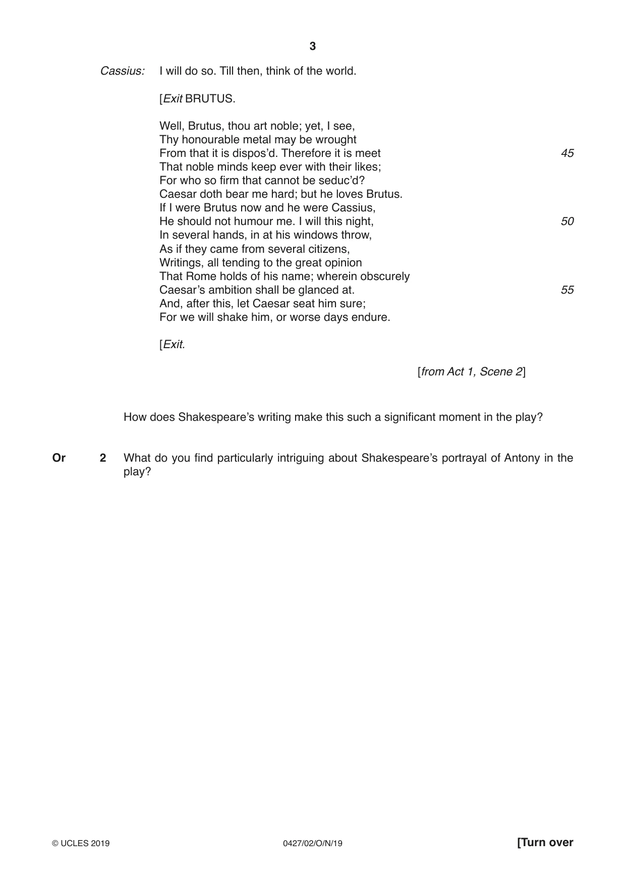 Cambridge IGCSE English - Literature (BES) 0427 2019 Oct/Nov Paper 2 · Variant 1 question paper, page 3 of 8