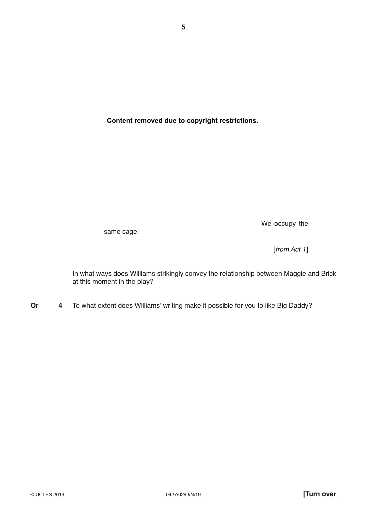 Cambridge IGCSE English - Literature (BES) 0427 2019 Oct/Nov Paper 2 · Variant 1 question paper, page 5 of 8