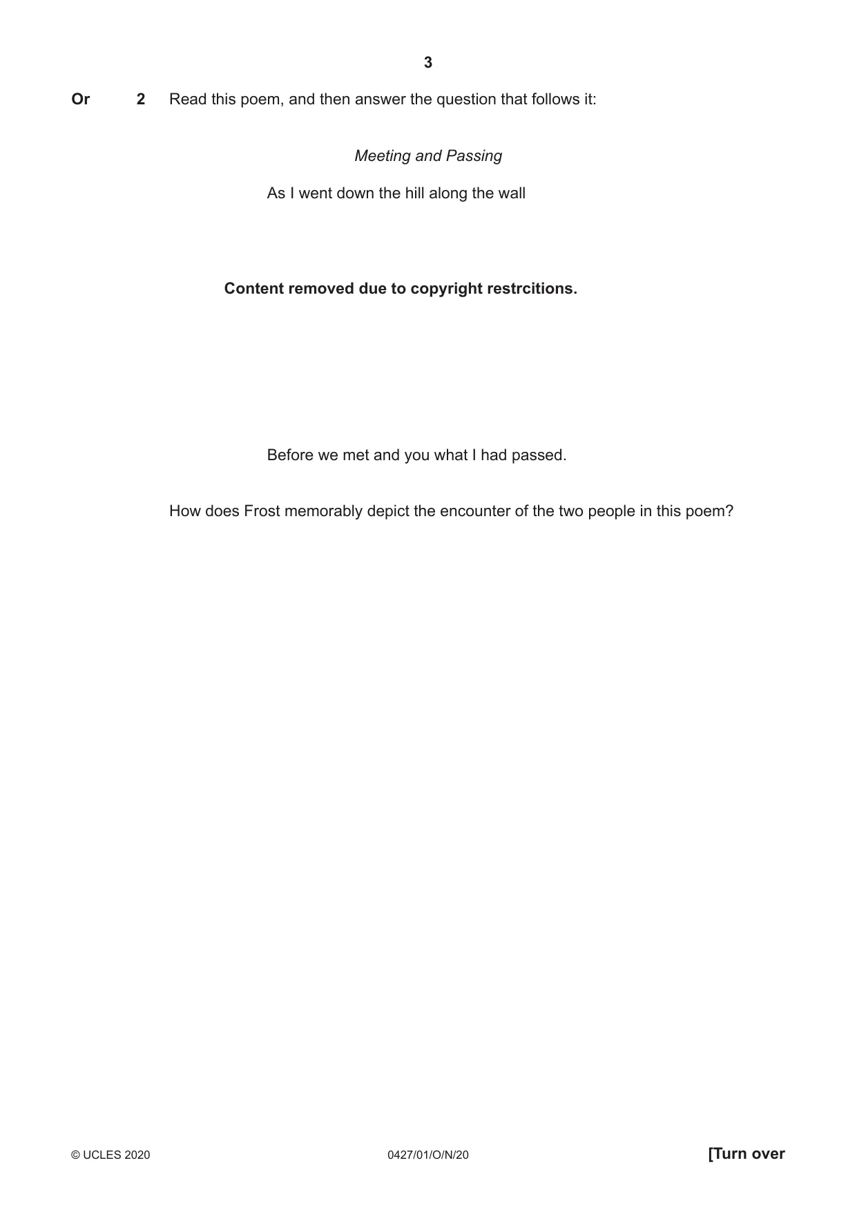 Cambridge IGCSE English - Literature (BES) 0427 2020 Oct/Nov Paper 1 · Variant 0 question paper, page 3 of 16