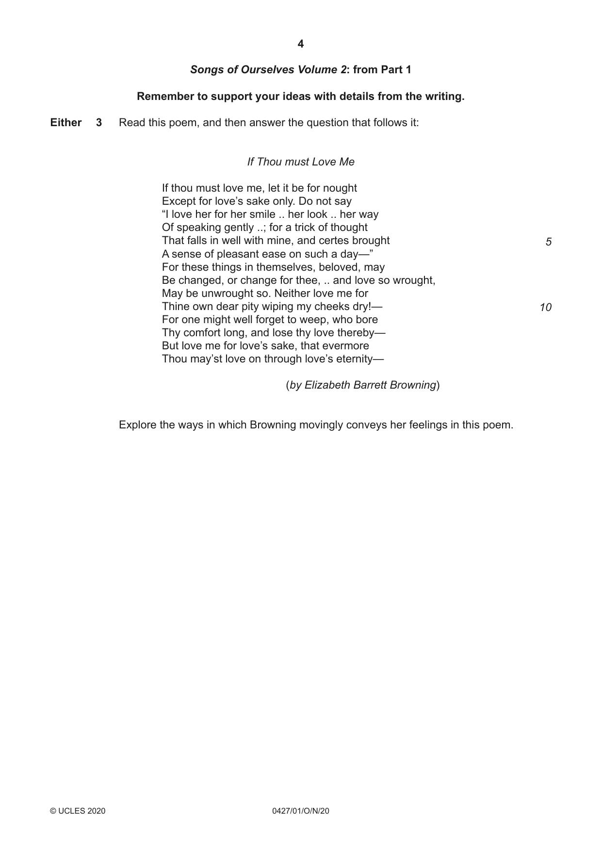Cambridge IGCSE English - Literature (BES) 0427 2020 Oct/Nov Paper 1 · Variant 0 question paper, page 4 of 16