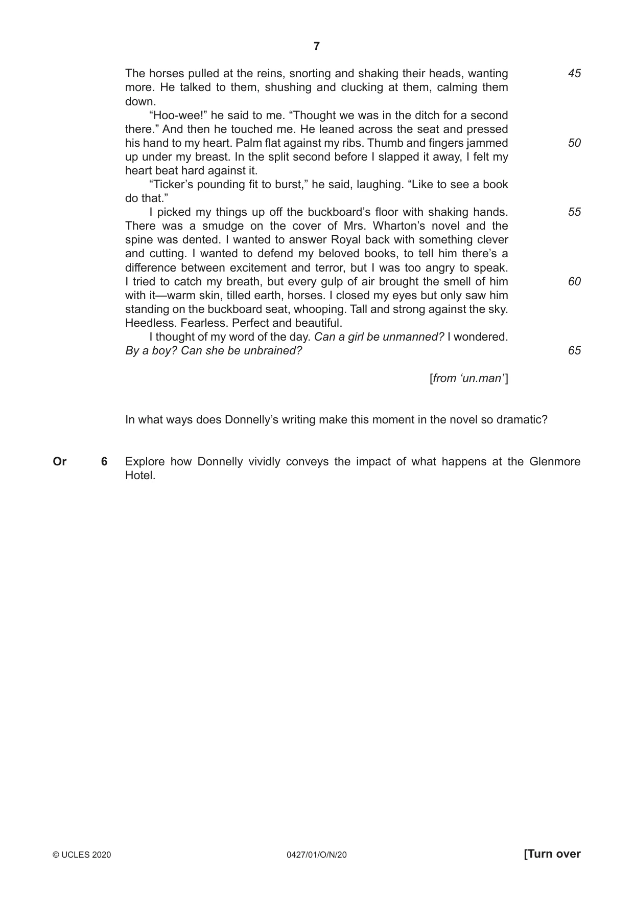 Cambridge IGCSE English - Literature (BES) 0427 2020 Oct/Nov Paper 1 · Variant 0 question paper, page 7 of 16
