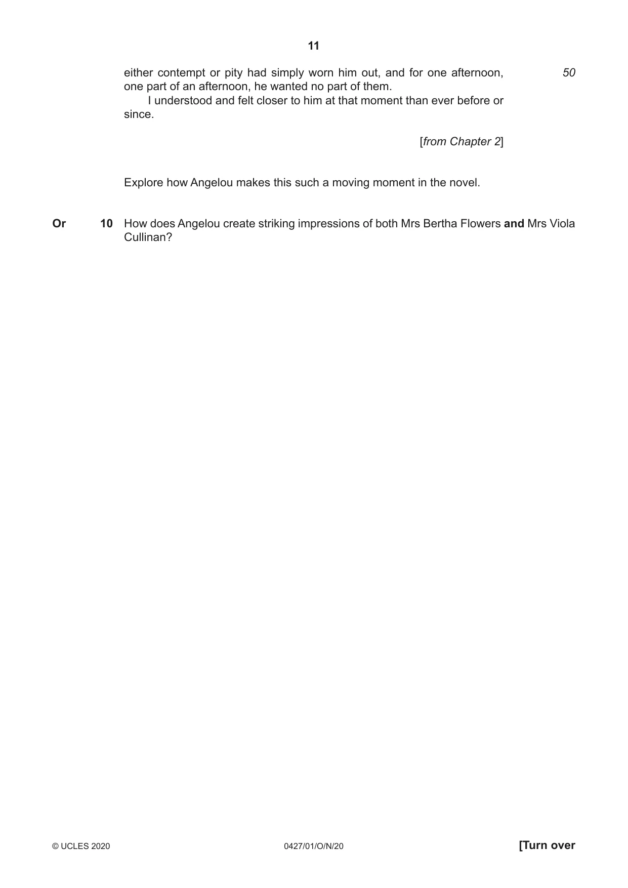 Cambridge IGCSE English - Literature (BES) 0427 2020 Oct/Nov Paper 1 · Variant 0 question paper, page 11 of 16