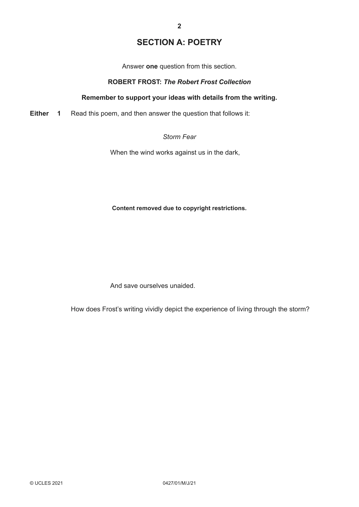 Cambridge IGCSE English - Literature (BES) 0427 2021 May/June Paper 1 · Variant 0 question paper, page 2 of 16