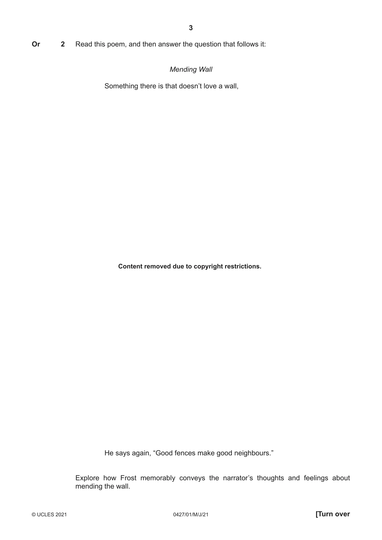 Cambridge IGCSE English - Literature (BES) 0427 2021 May/June Paper 1 · Variant 0 question paper, page 3 of 16