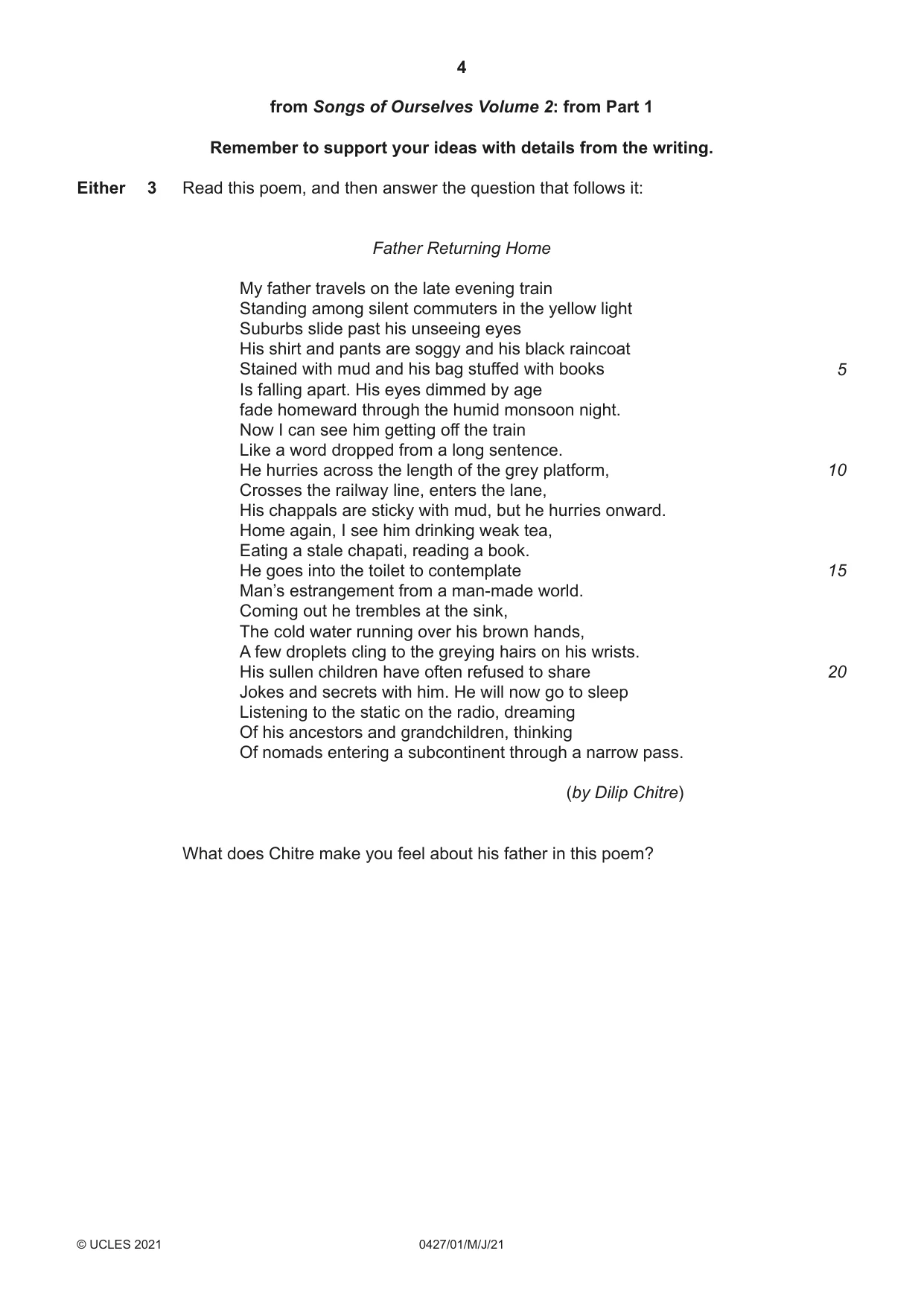 Cambridge IGCSE English - Literature (BES) 0427 2021 May/June Paper 1 · Variant 0 question paper, page 4 of 16