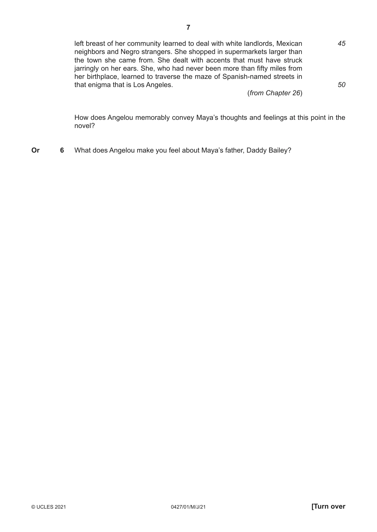 Cambridge IGCSE English - Literature (BES) 0427 2021 May/June Paper 1 · Variant 0 question paper, page 7 of 16