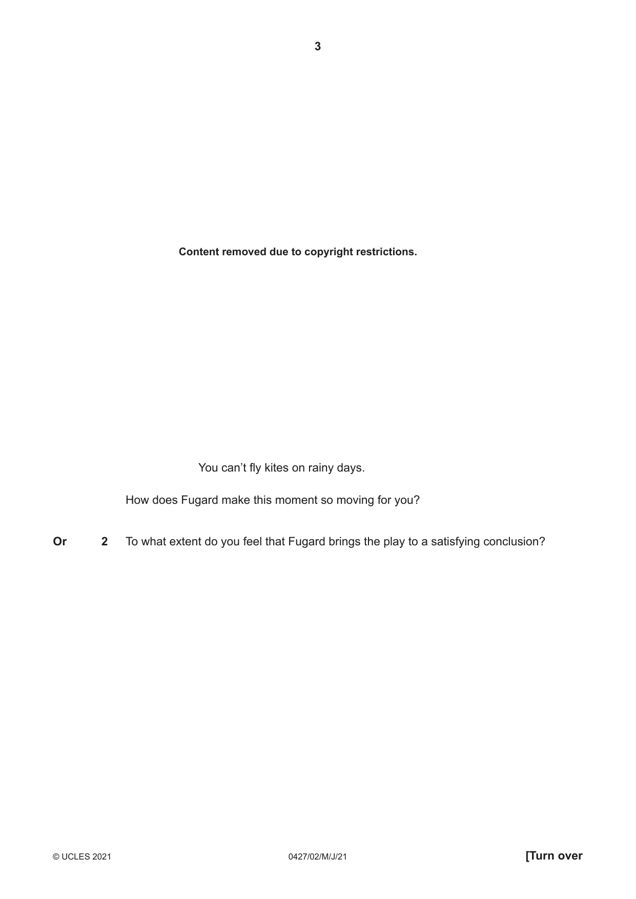 Cambridge IGCSE English - Literature (BES) 0427 2021 May/June Paper 2 · Variant 0 question paper, page 3 of 8