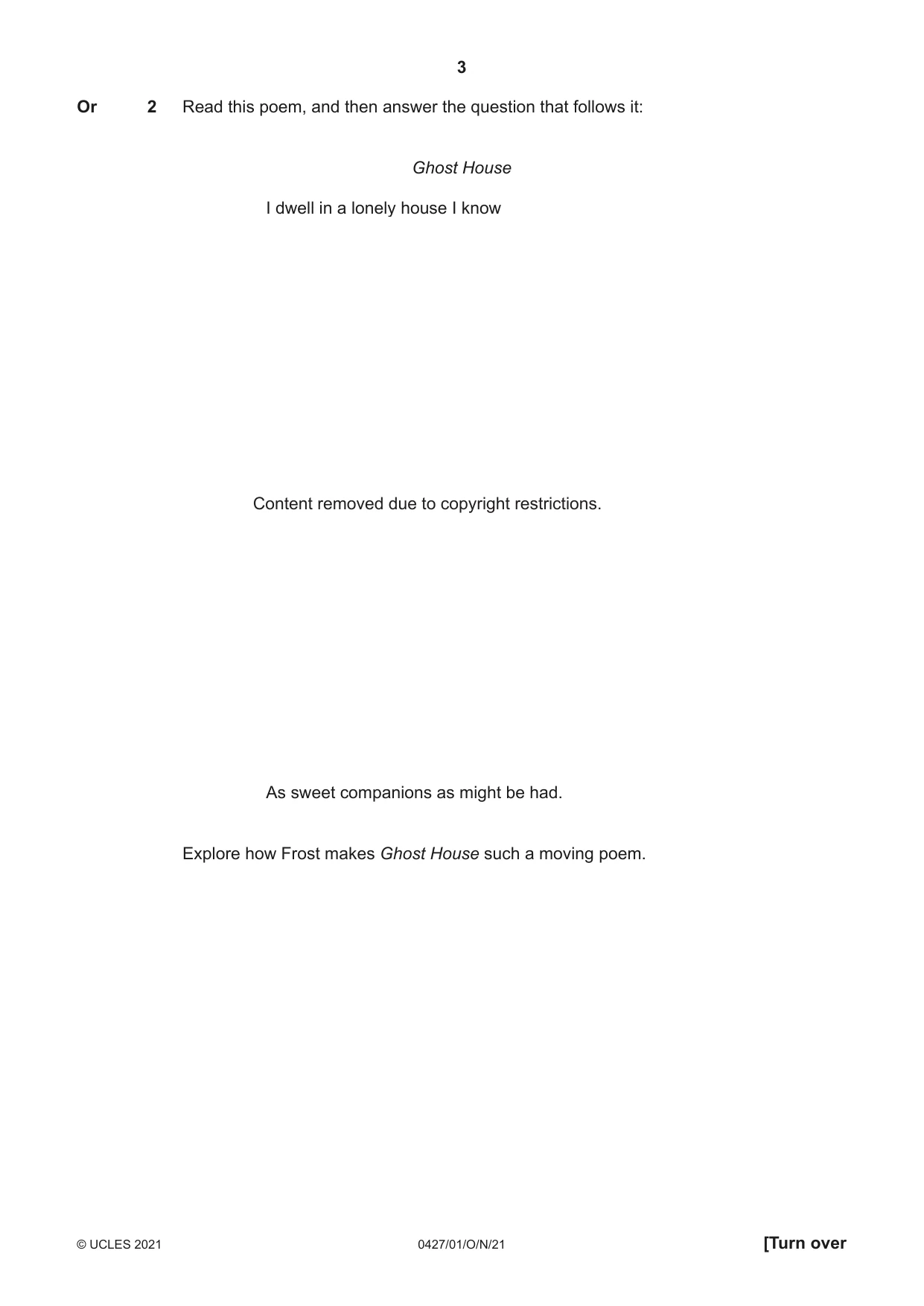 Cambridge IGCSE English - Literature (BES) 0427 2021 Oct/Nov Paper 1 · Variant 0 question paper, page 3 of 16
