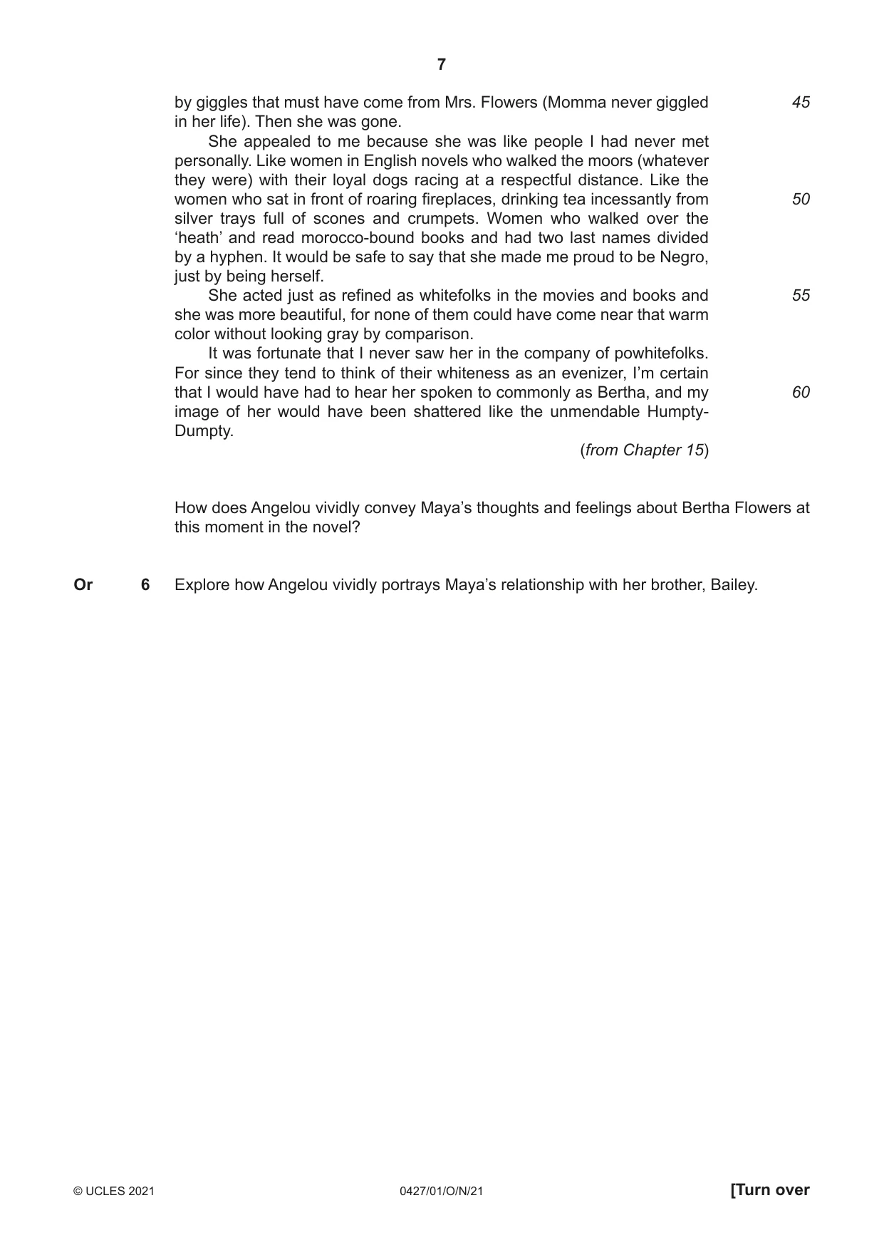 Cambridge IGCSE English - Literature (BES) 0427 2021 Oct/Nov Paper 1 · Variant 0 question paper, page 7 of 16