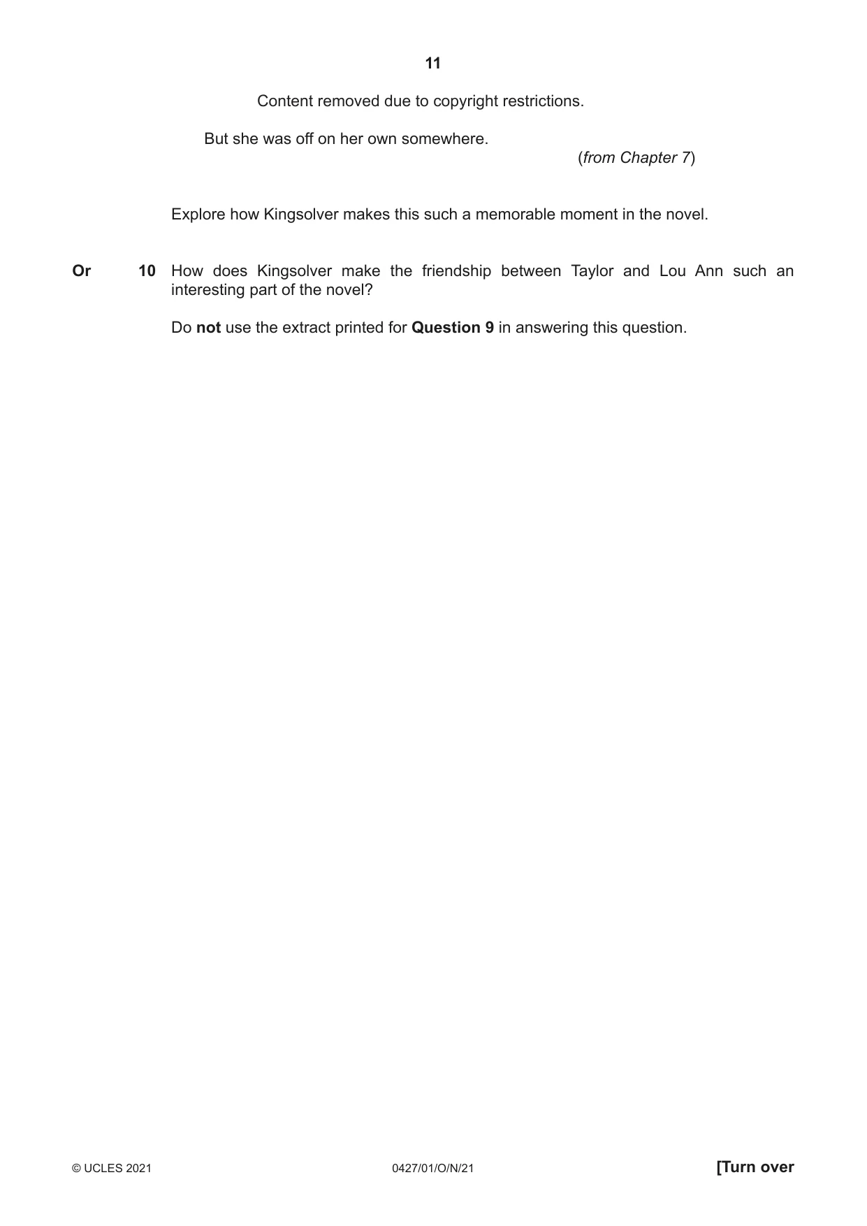 Cambridge IGCSE English - Literature (BES) 0427 2021 Oct/Nov Paper 1 · Variant 0 question paper, page 11 of 16
