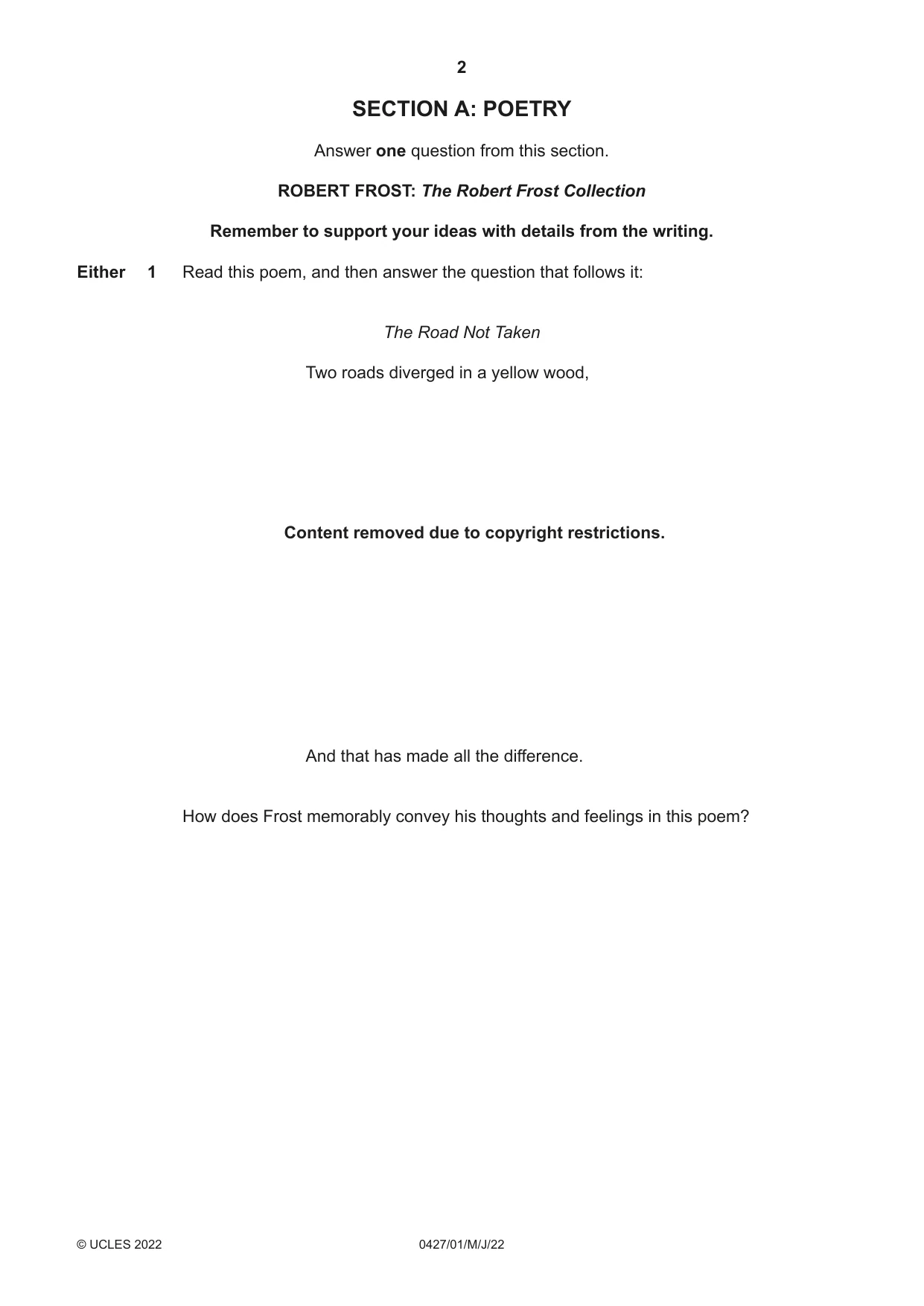 Cambridge IGCSE English - Literature (BES) 0427 2022 May/June Paper 1 · Variant 0 question paper, page 2 of 16
