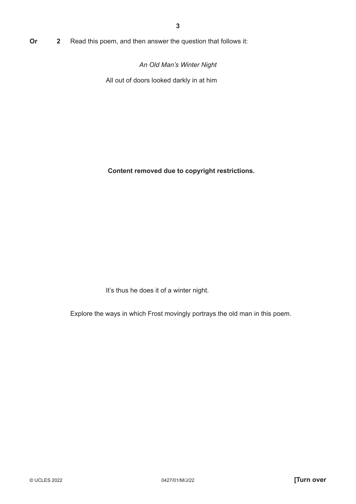 Cambridge IGCSE English - Literature (BES) 0427 2022 May/June Paper 1 · Variant 0 question paper, page 3 of 16