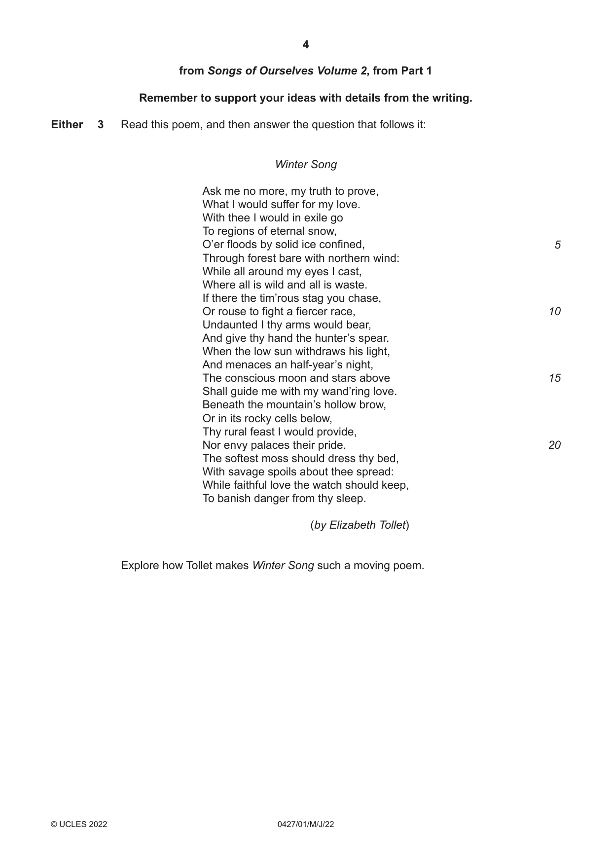 Cambridge IGCSE English - Literature (BES) 0427 2022 May/June Paper 1 · Variant 0 question paper, page 4 of 16