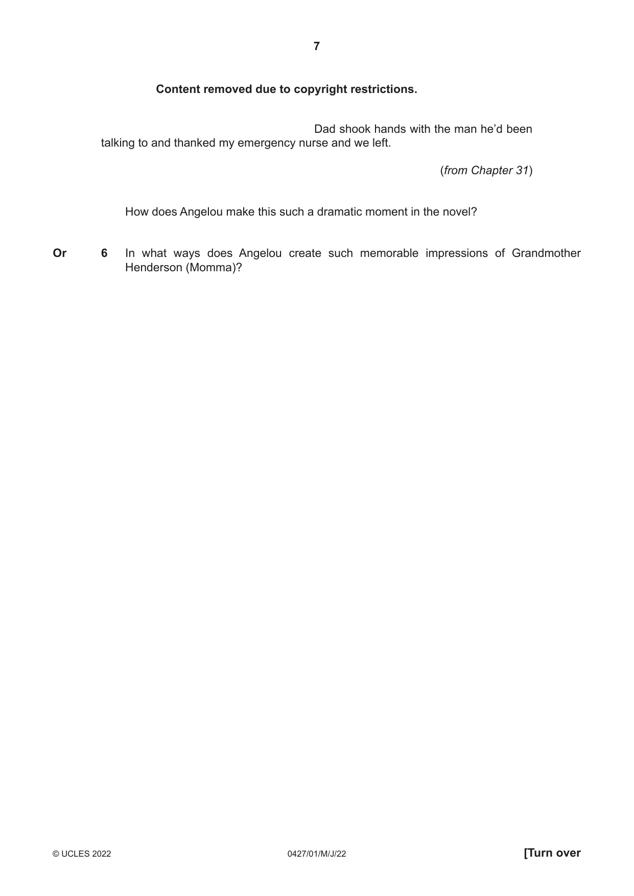 Cambridge IGCSE English - Literature (BES) 0427 2022 May/June Paper 1 · Variant 0 question paper, page 7 of 16