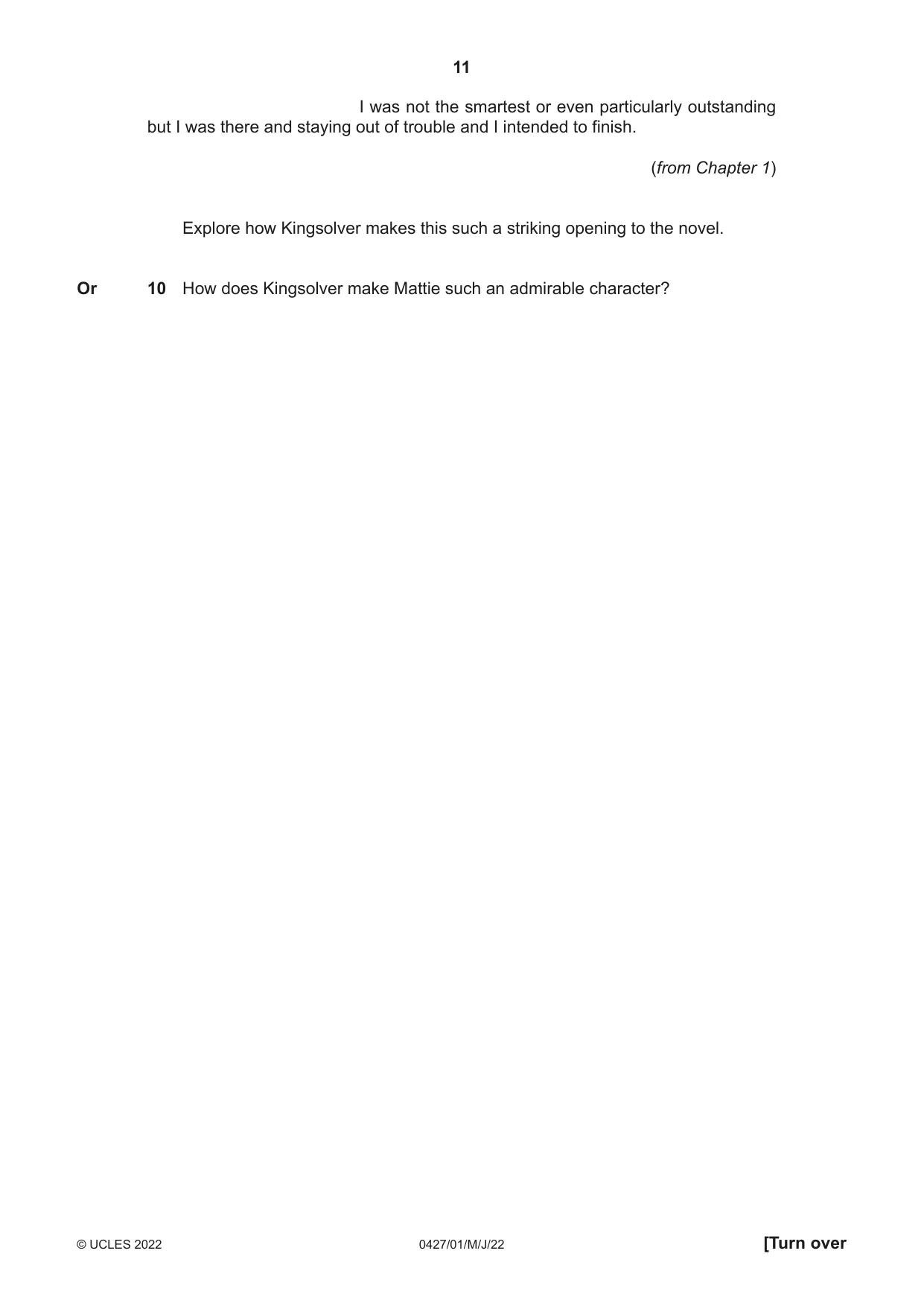 Cambridge IGCSE English - Literature (BES) 0427 2022 May/June Paper 1 · Variant 0 question paper, page 11 of 16