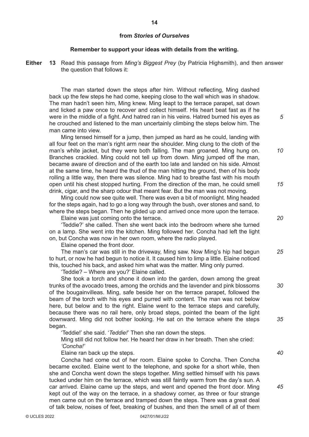 Cambridge IGCSE English - Literature (BES) 0427 2022 May/June Paper 1 · Variant 0 question paper, page 14 of 16