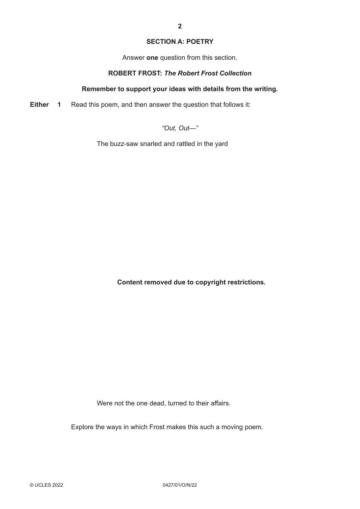 Cambridge IGCSE English - Literature (BES) 0427 2022 Oct/Nov Paper 1 · Variant 0 question paper, page 2 of 16