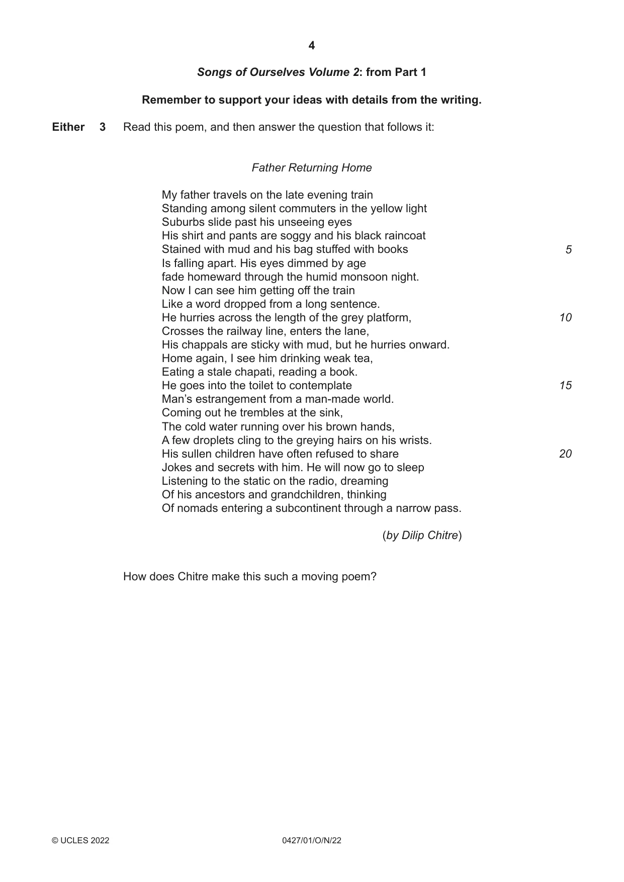 Cambridge IGCSE English - Literature (BES) 0427 2022 Oct/Nov Paper 1 · Variant 0 question paper, page 4 of 16