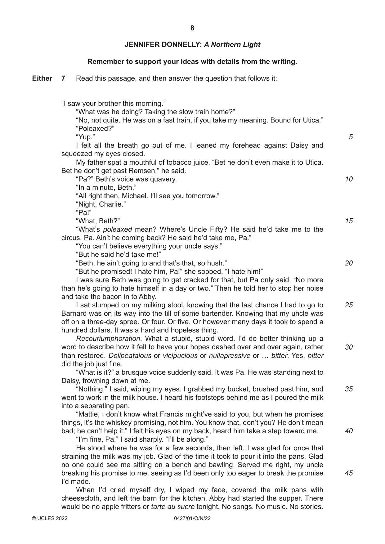 Cambridge IGCSE English - Literature (BES) 0427 2022 Oct/Nov Paper 1 · Variant 0 question paper, page 8 of 16