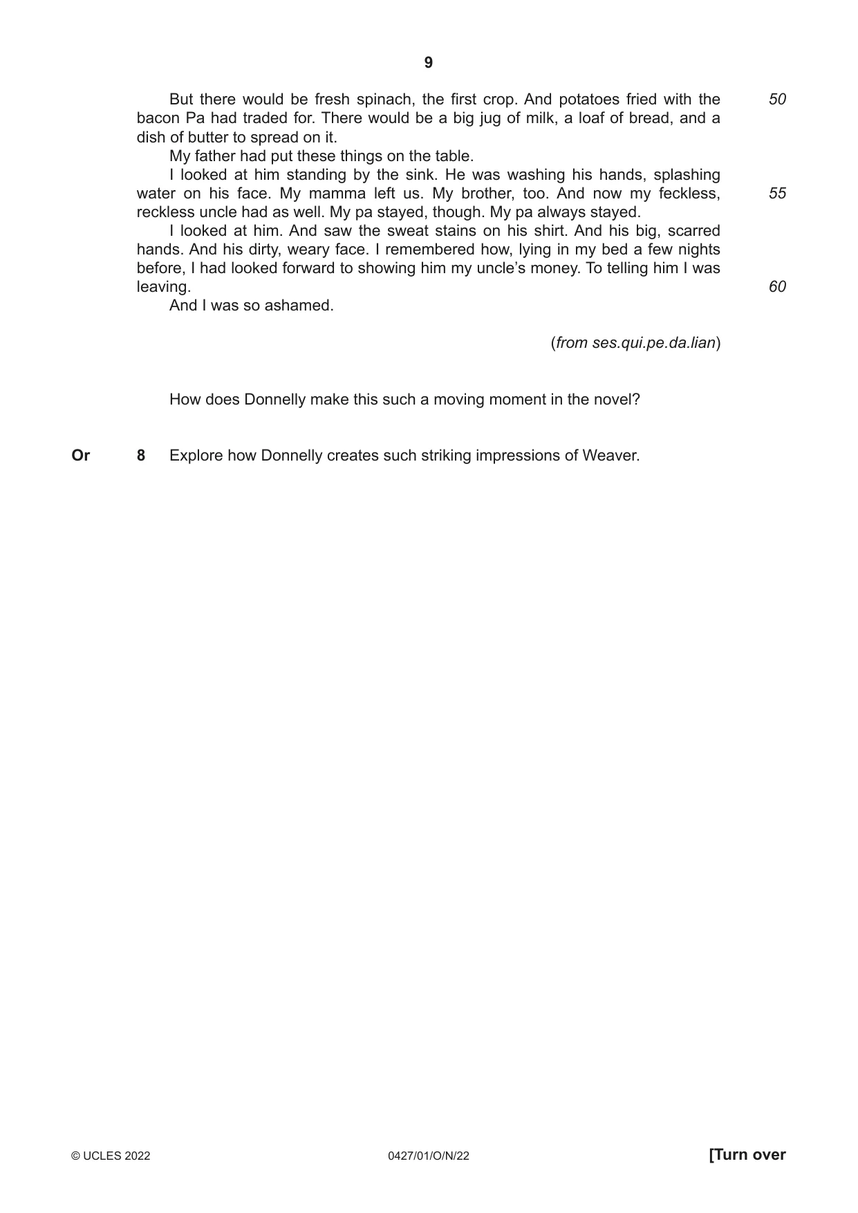 Cambridge IGCSE English - Literature (BES) 0427 2022 Oct/Nov Paper 1 · Variant 0 question paper, page 9 of 16