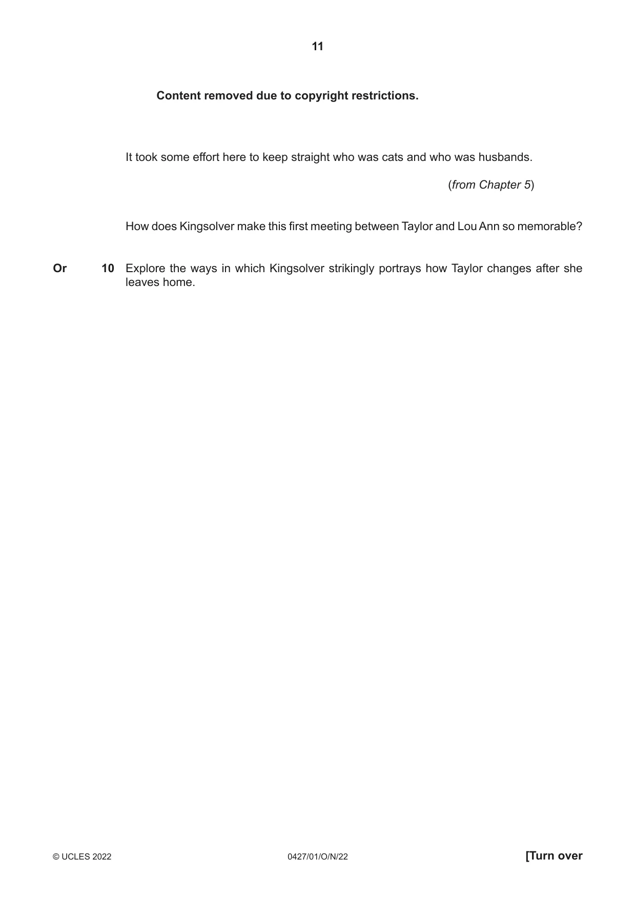 Cambridge IGCSE English - Literature (BES) 0427 2022 Oct/Nov Paper 1 · Variant 0 question paper, page 11 of 16