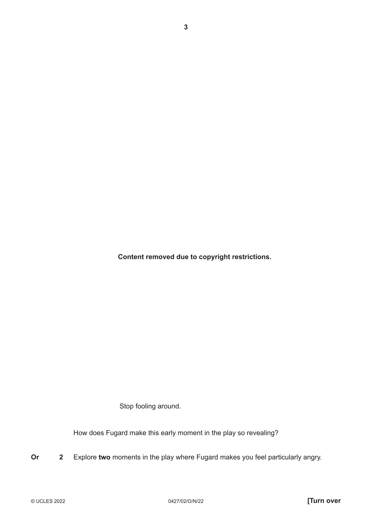 Cambridge IGCSE English - Literature (BES) 0427 2022 Oct/Nov Paper 2 · Variant 0 question paper, page 3 of 8