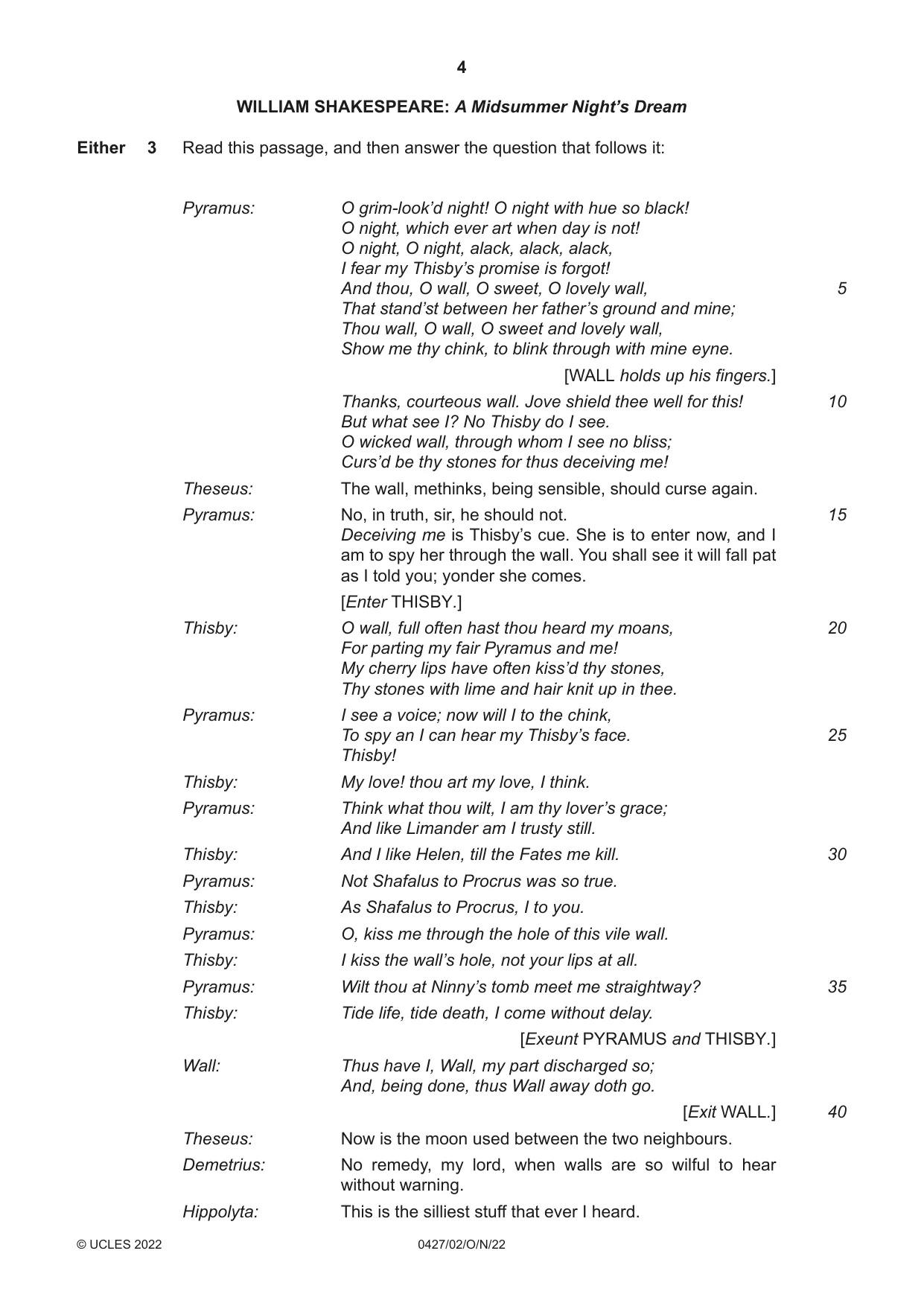 Cambridge IGCSE English - Literature (BES) 0427 2022 Oct/Nov Paper 2 · Variant 0 question paper, page 4 of 8