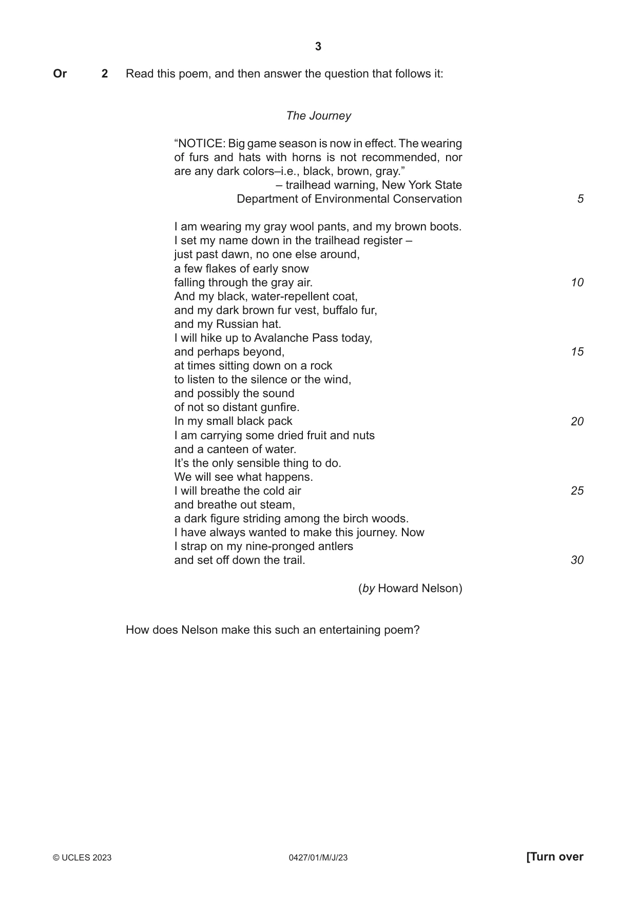 Cambridge IGCSE English - Literature (BES) 0427 2023 May/June Paper 1 · Variant 0 question paper, page 3 of 16