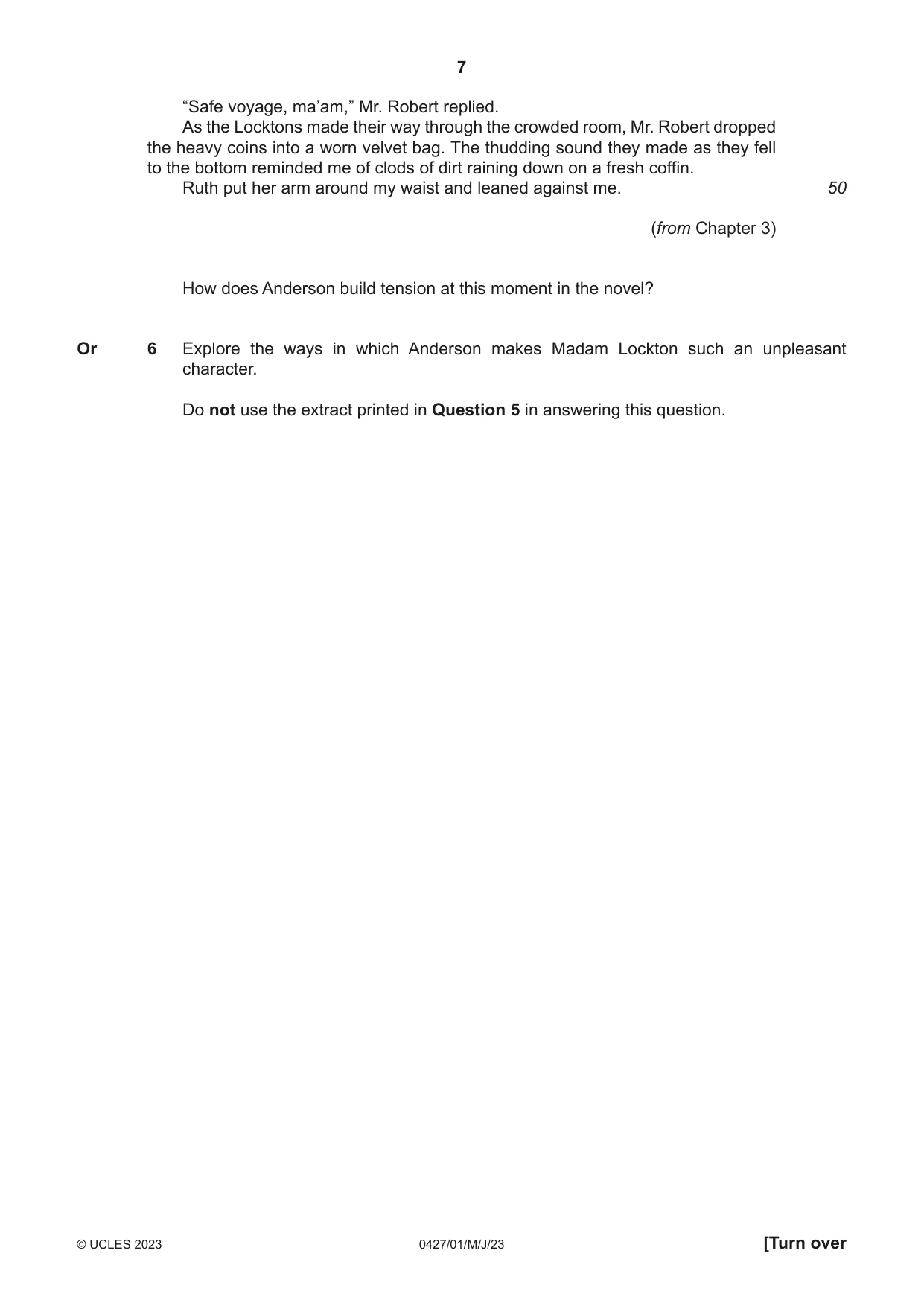Cambridge IGCSE English - Literature (BES) 0427 2023 May/June Paper 1 · Variant 0 question paper, page 7 of 16