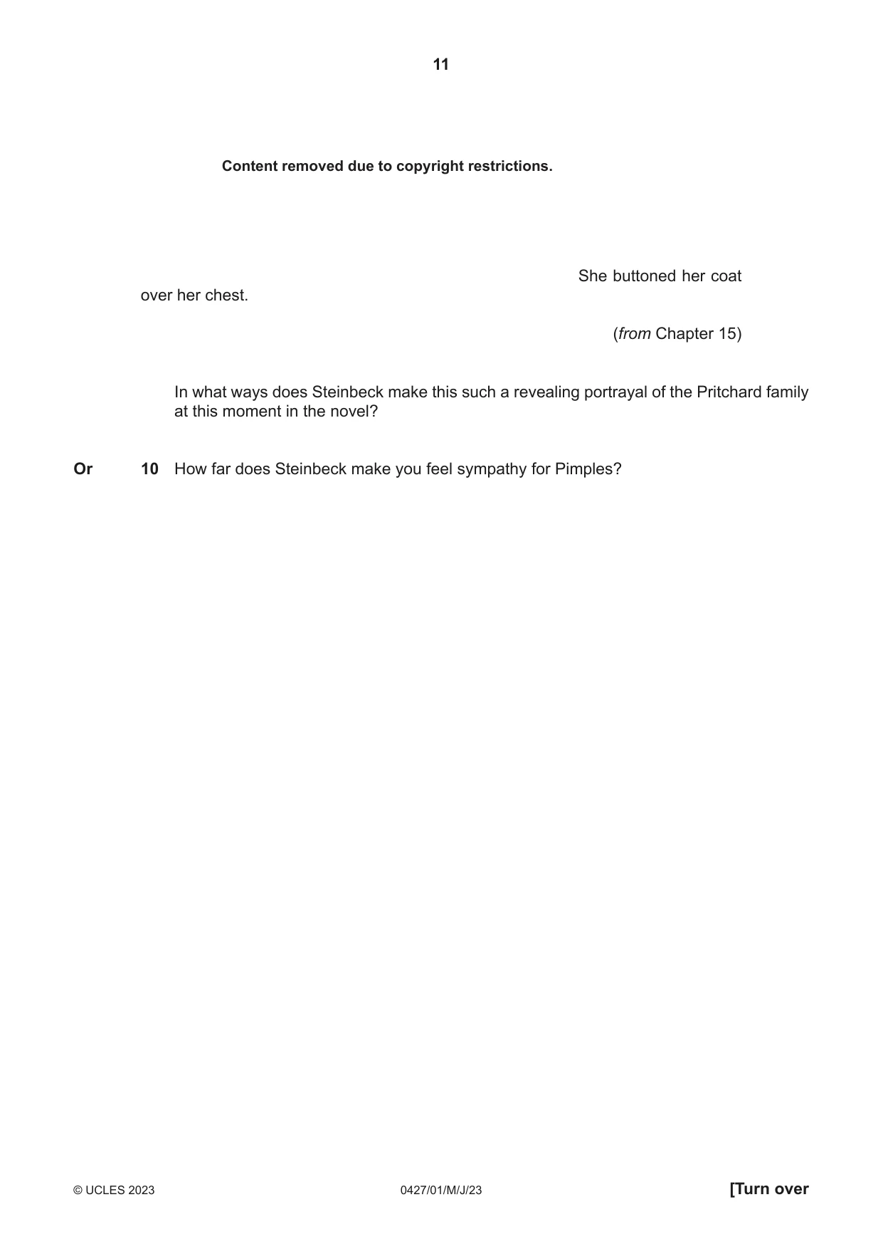 Cambridge IGCSE English - Literature (BES) 0427 2023 May/June Paper 1 · Variant 0 question paper, page 11 of 16