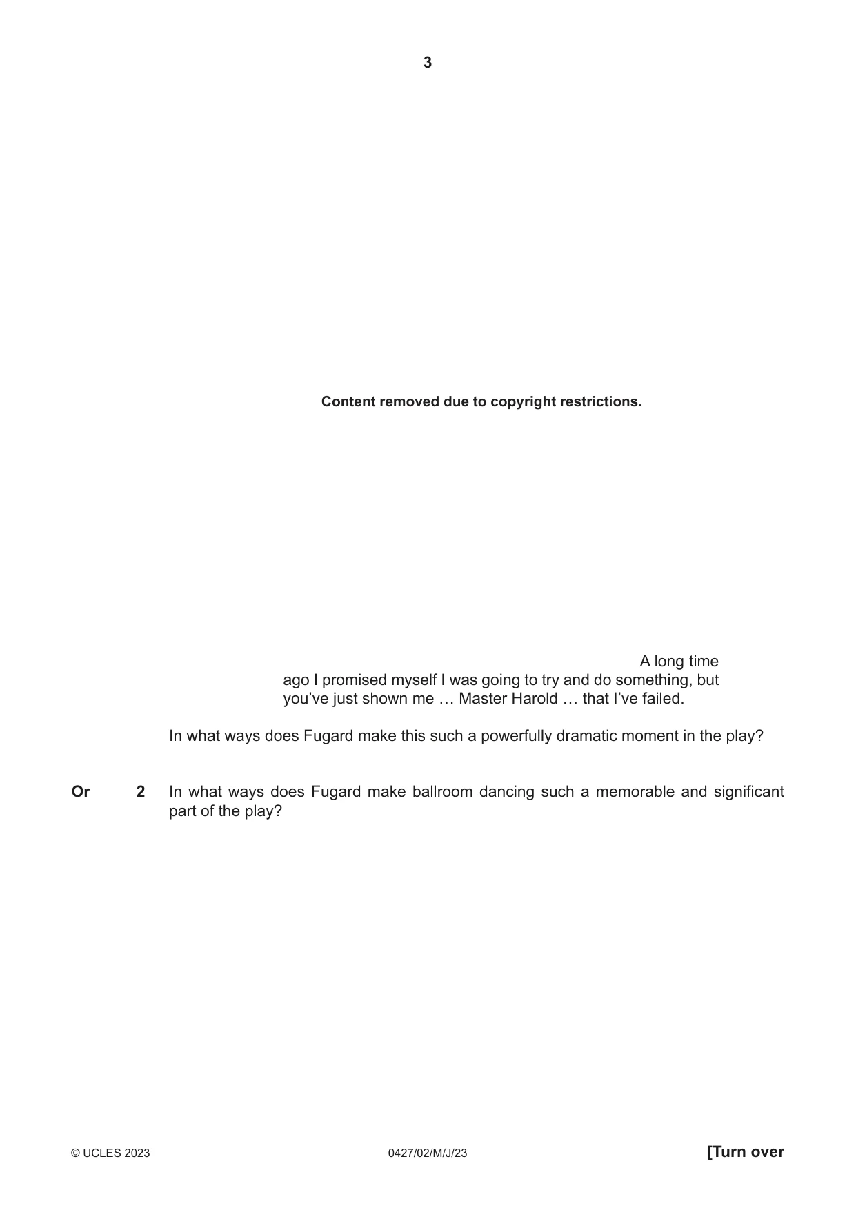 Cambridge IGCSE English - Literature (BES) 0427 2023 May/June Paper 2 · Variant 0 question paper, page 3 of 8