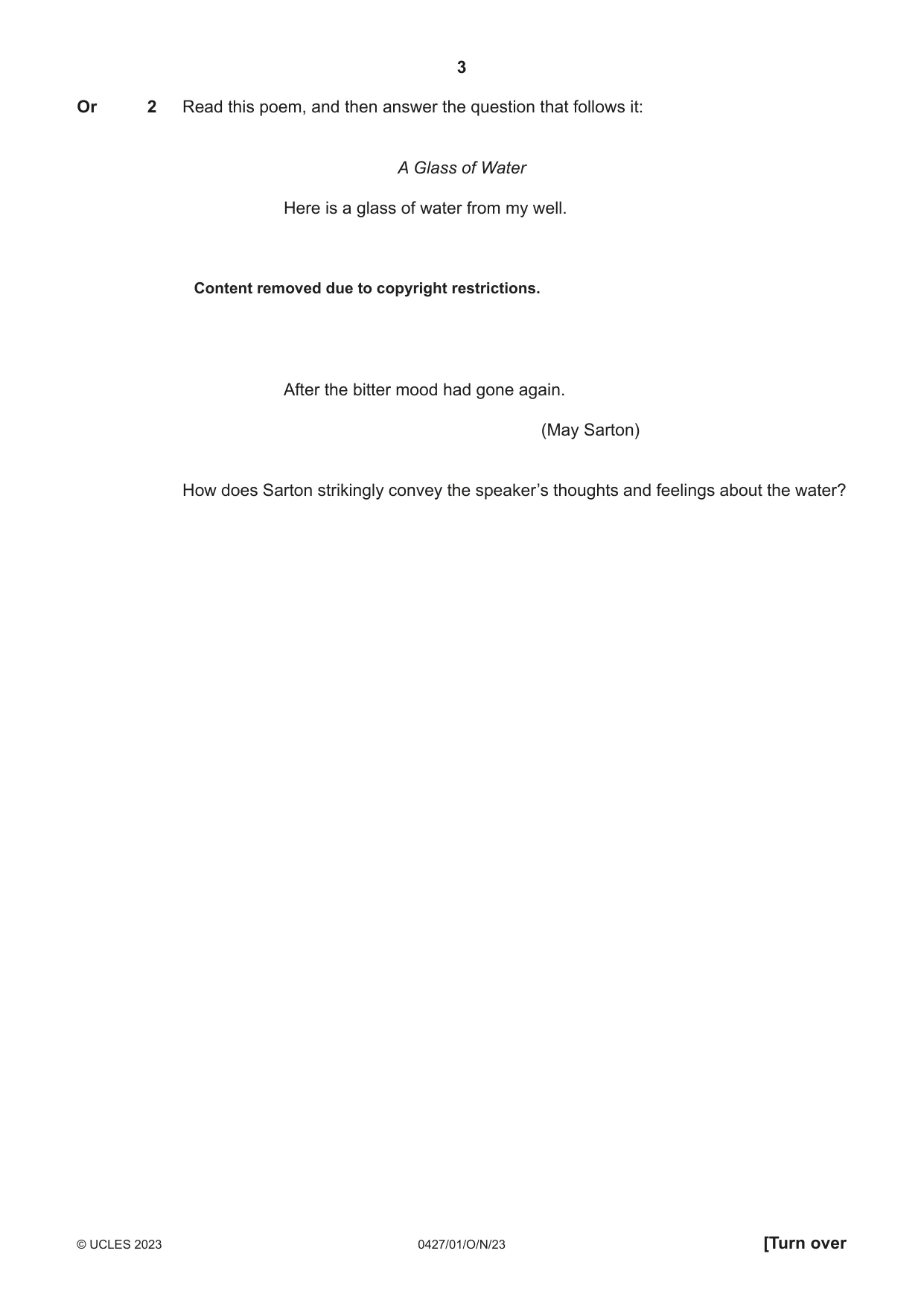 Cambridge IGCSE English - Literature (BES) 0427 2023 Oct/Nov Paper 1 · Variant 0 question paper, page 3 of 16
