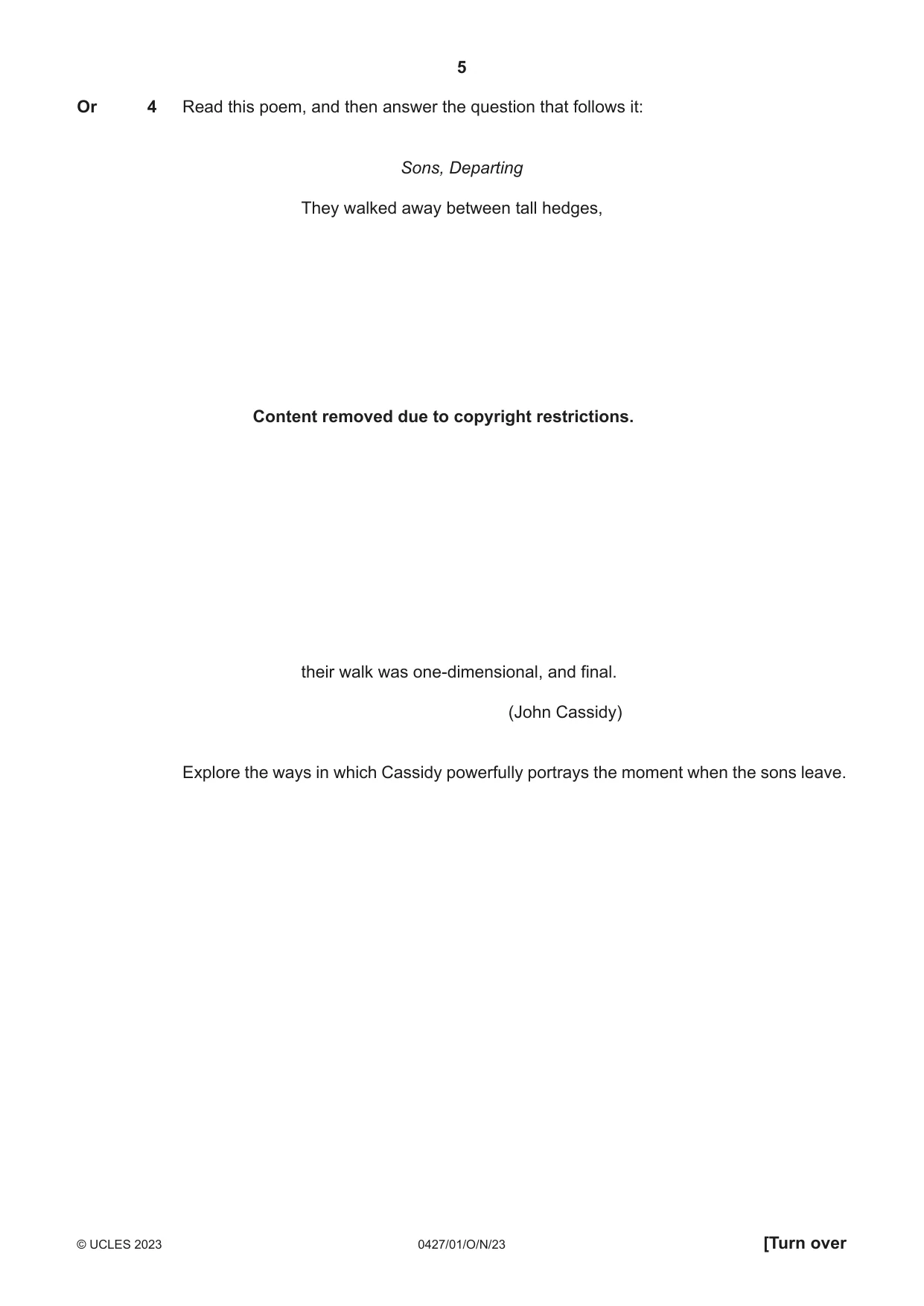 Cambridge IGCSE English - Literature (BES) 0427 2023 Oct/Nov Paper 1 · Variant 0 question paper, page 5 of 16