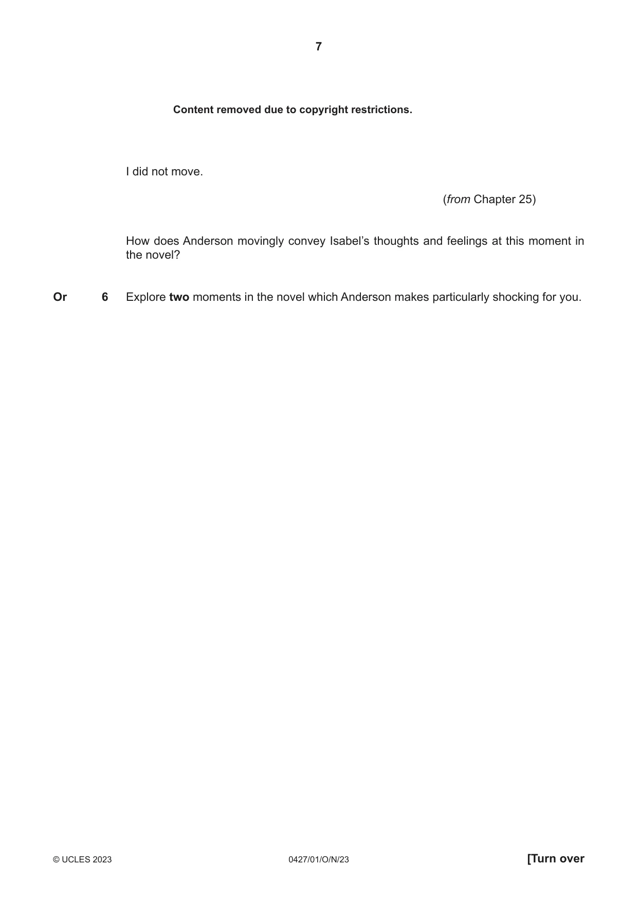 Cambridge IGCSE English - Literature (BES) 0427 2023 Oct/Nov Paper 1 · Variant 0 question paper, page 7 of 16