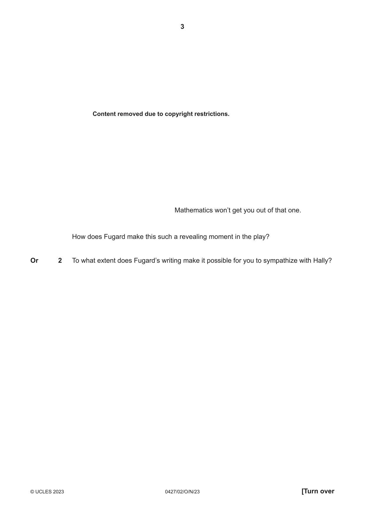 Cambridge IGCSE English - Literature (BES) 0427 2023 Oct/Nov Paper 2 · Variant 0 question paper, page 3 of 8