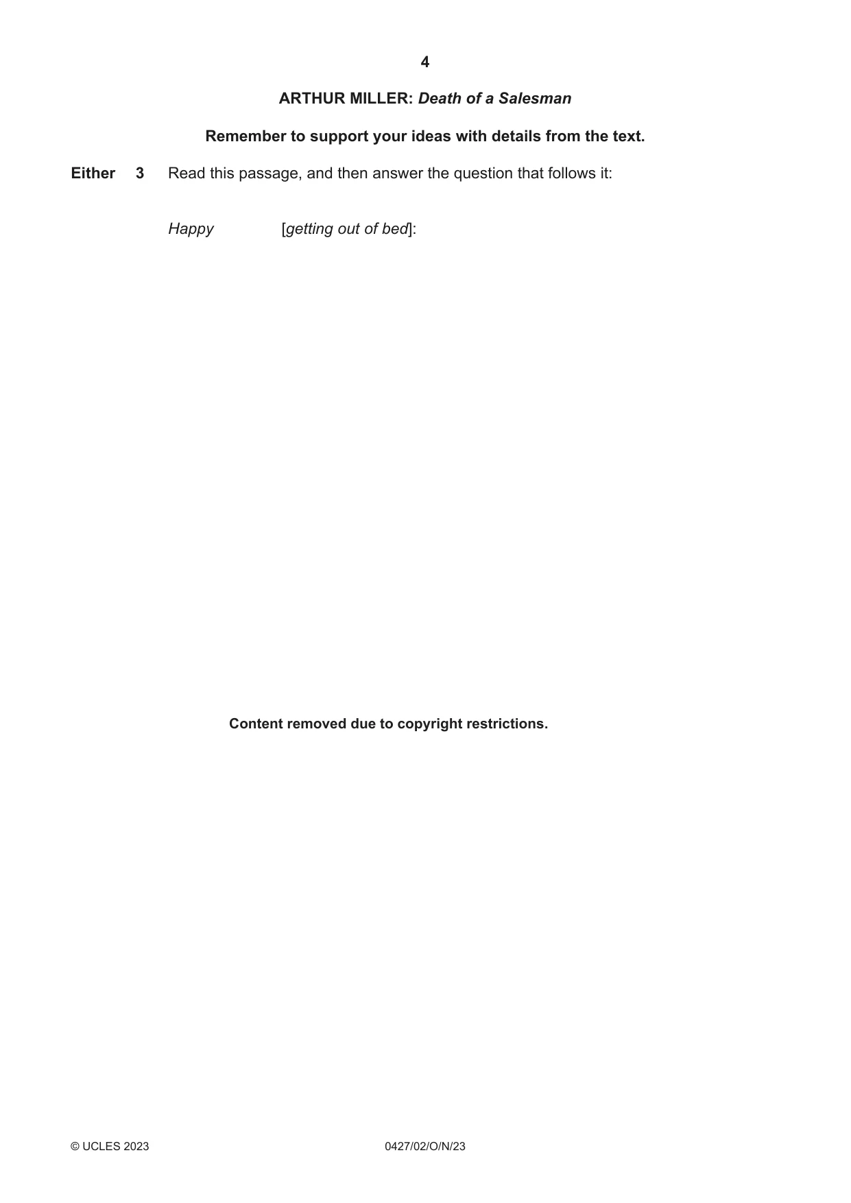 Cambridge IGCSE English - Literature (BES) 0427 2023 Oct/Nov Paper 2 · Variant 0 question paper, page 4 of 8