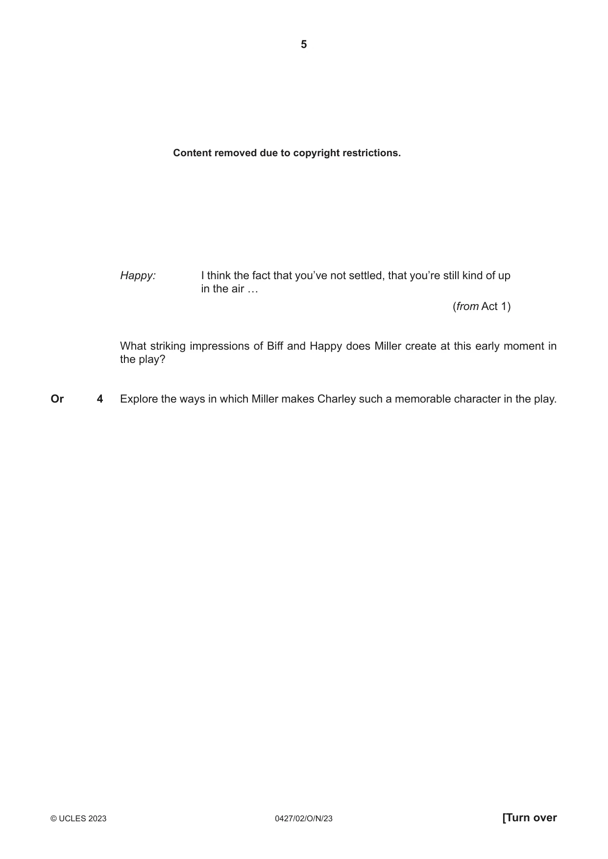Cambridge IGCSE English - Literature (BES) 0427 2023 Oct/Nov Paper 2 · Variant 0 question paper, page 5 of 8