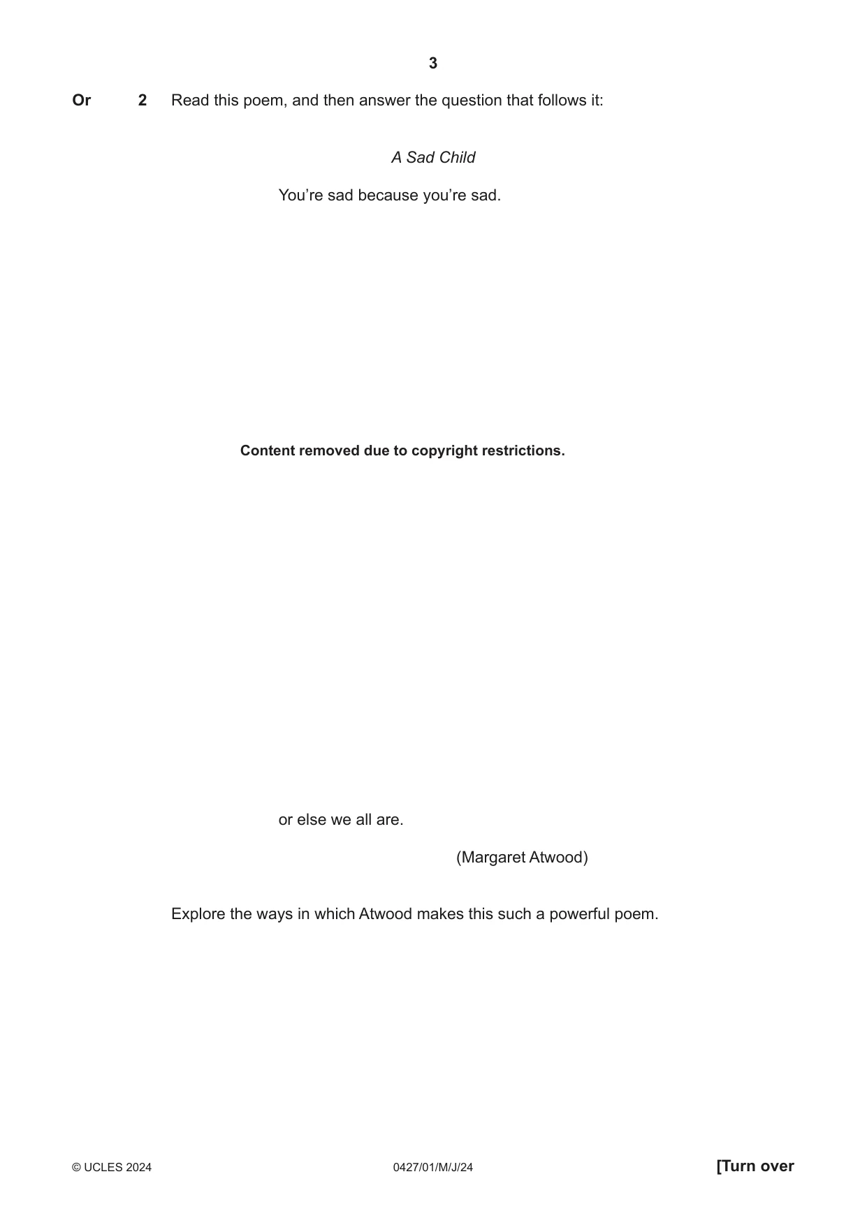 Cambridge IGCSE English - Literature (BES) 0427 2024 May/June Paper 1 · Variant 0 question paper, page 3 of 16