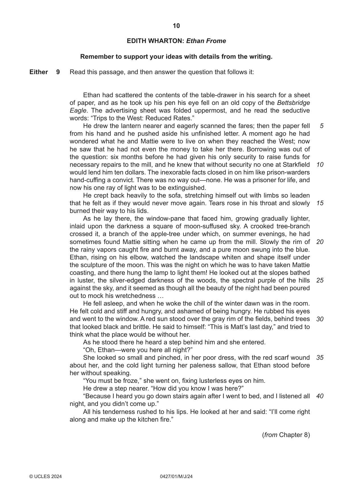 Cambridge IGCSE English - Literature (BES) 0427 2024 May/June Paper 1 · Variant 0 question paper, page 10 of 16
