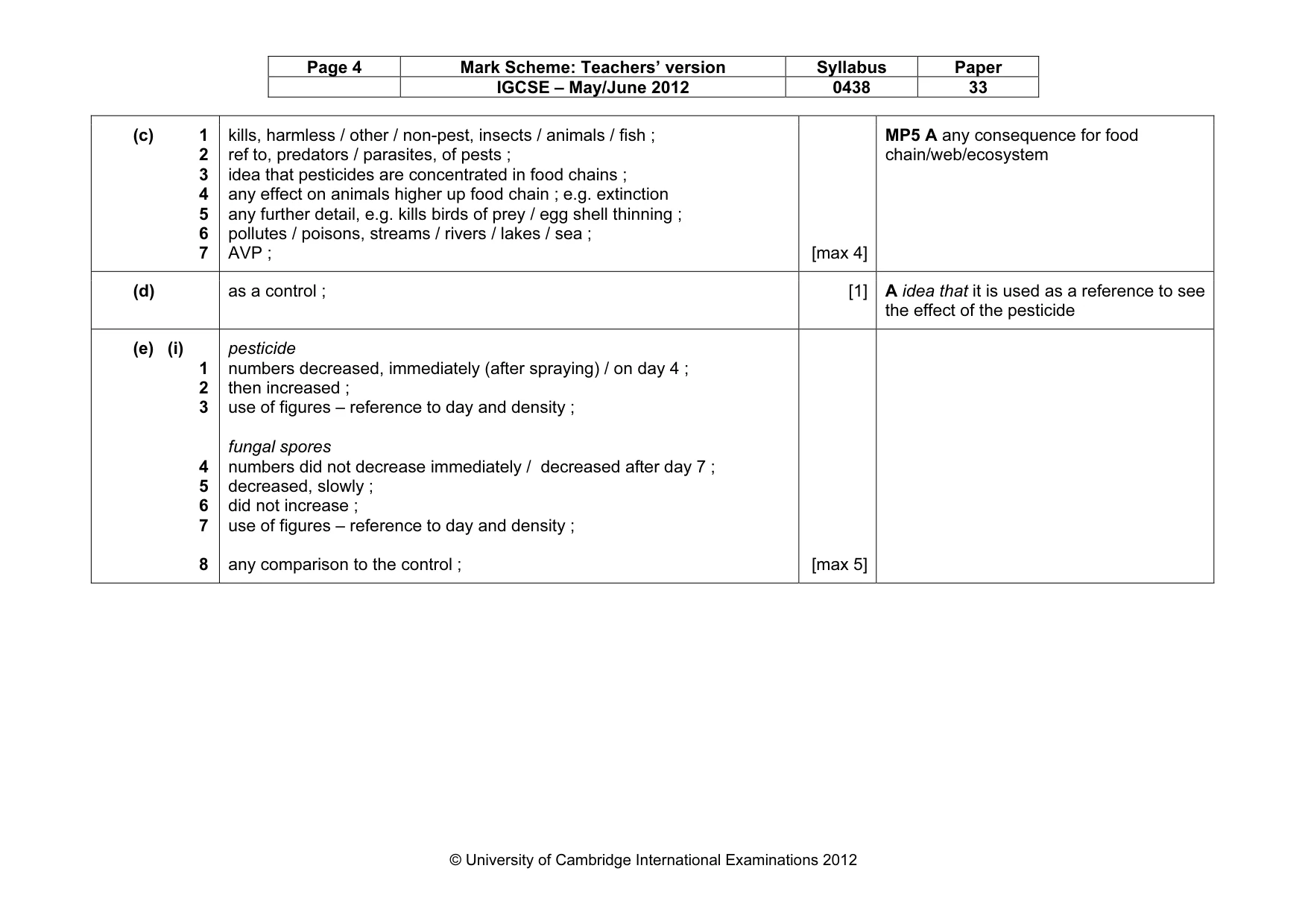 Mark scheme, page 4 of 10