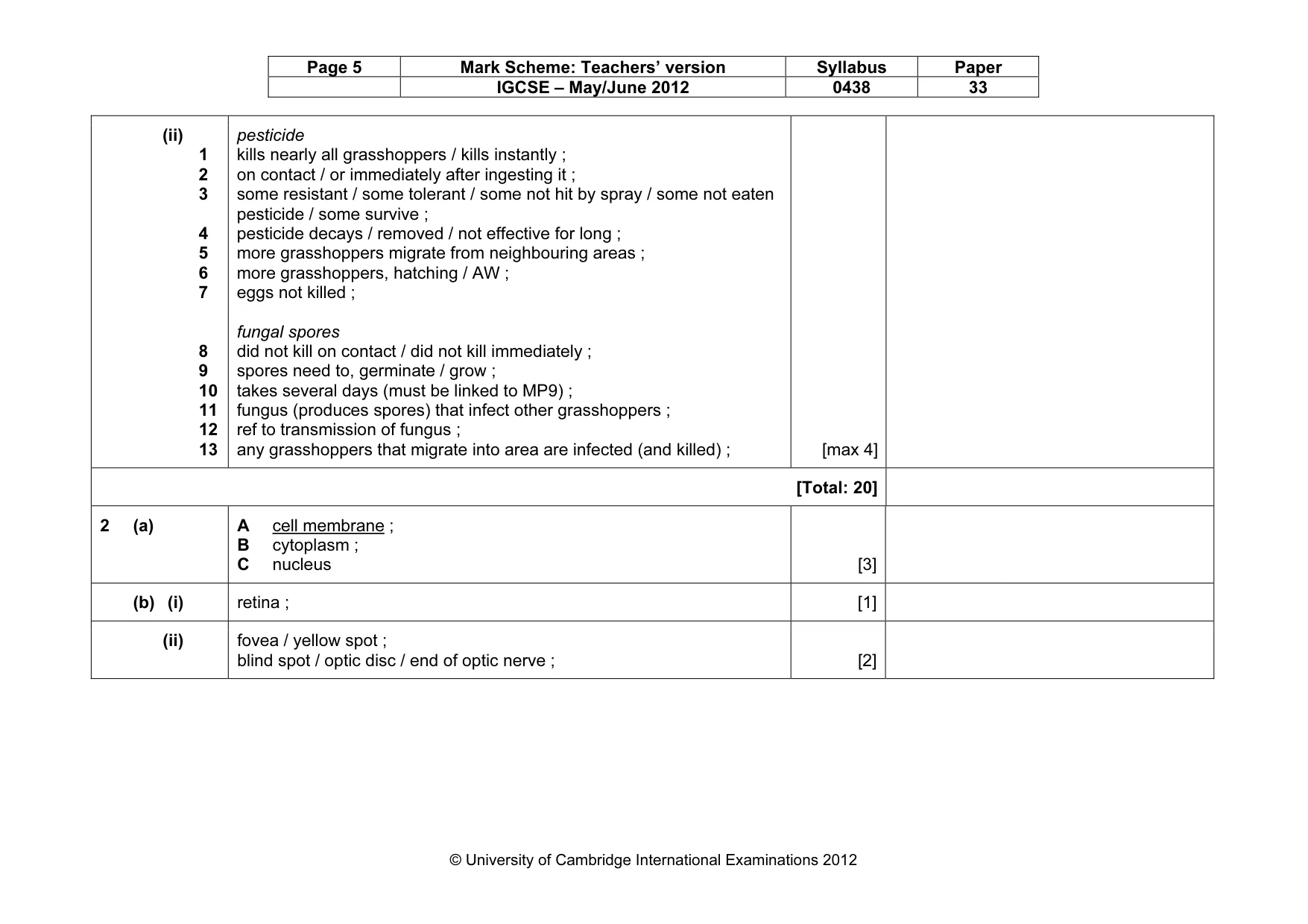 Mark scheme, page 5 of 10