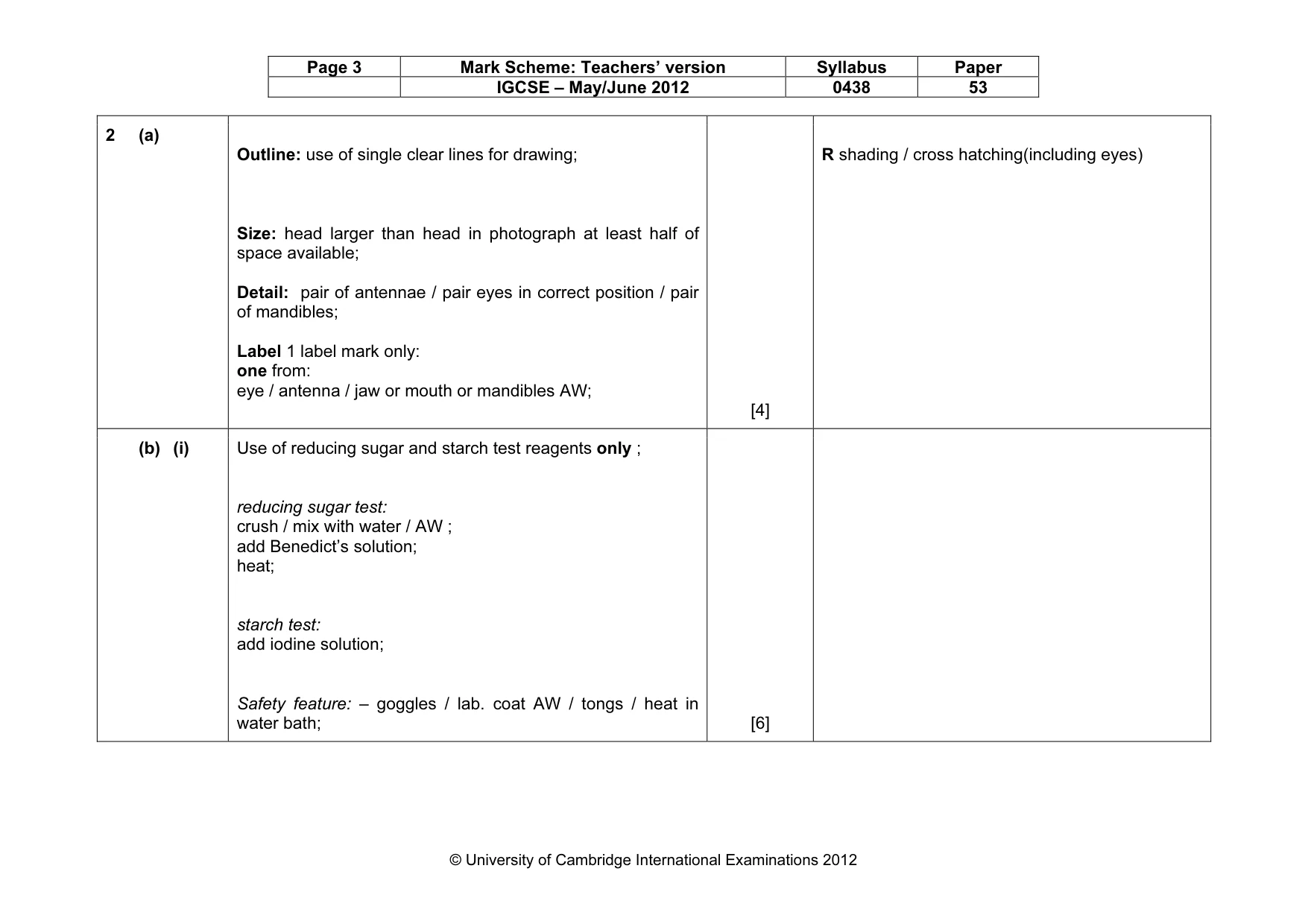 Mark scheme, page 3 of 5