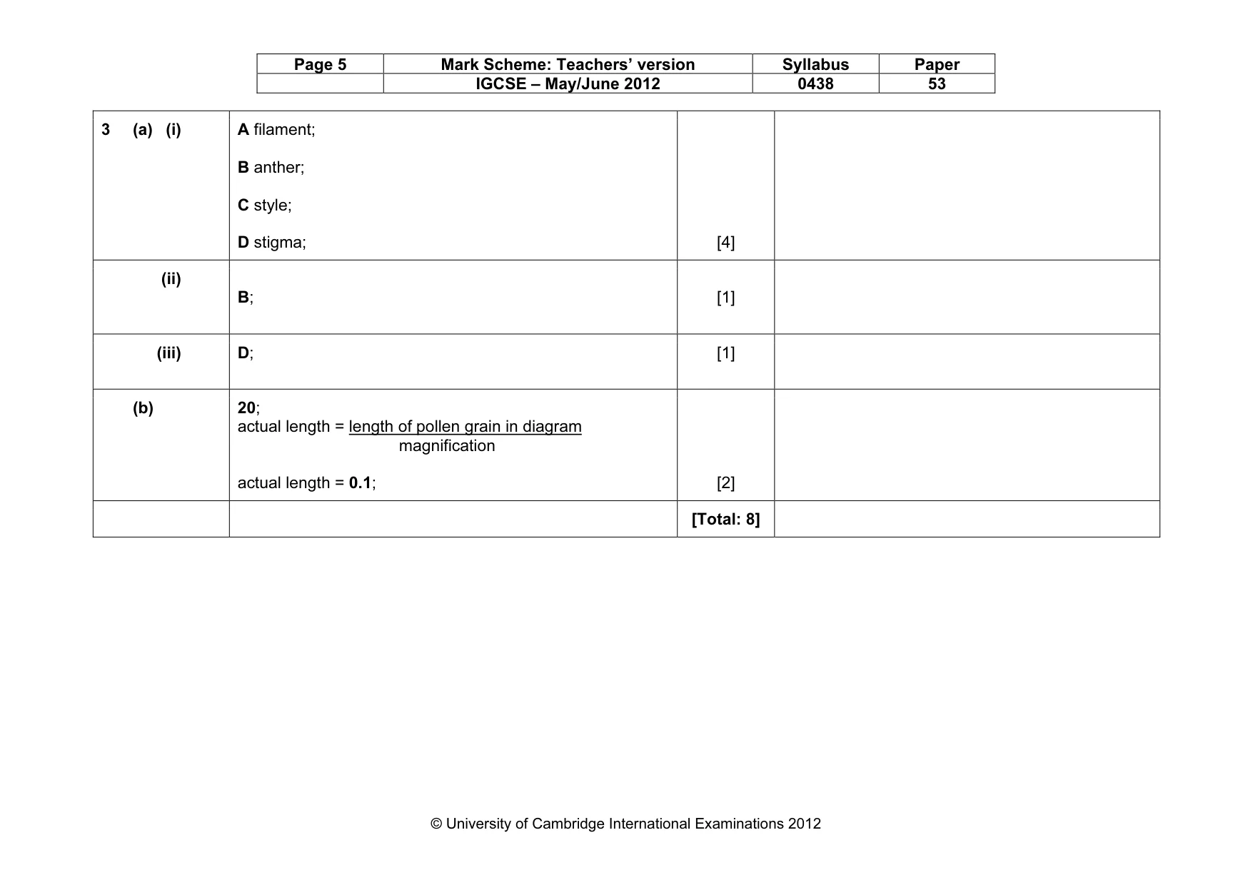 Mark scheme, page 5 of 5