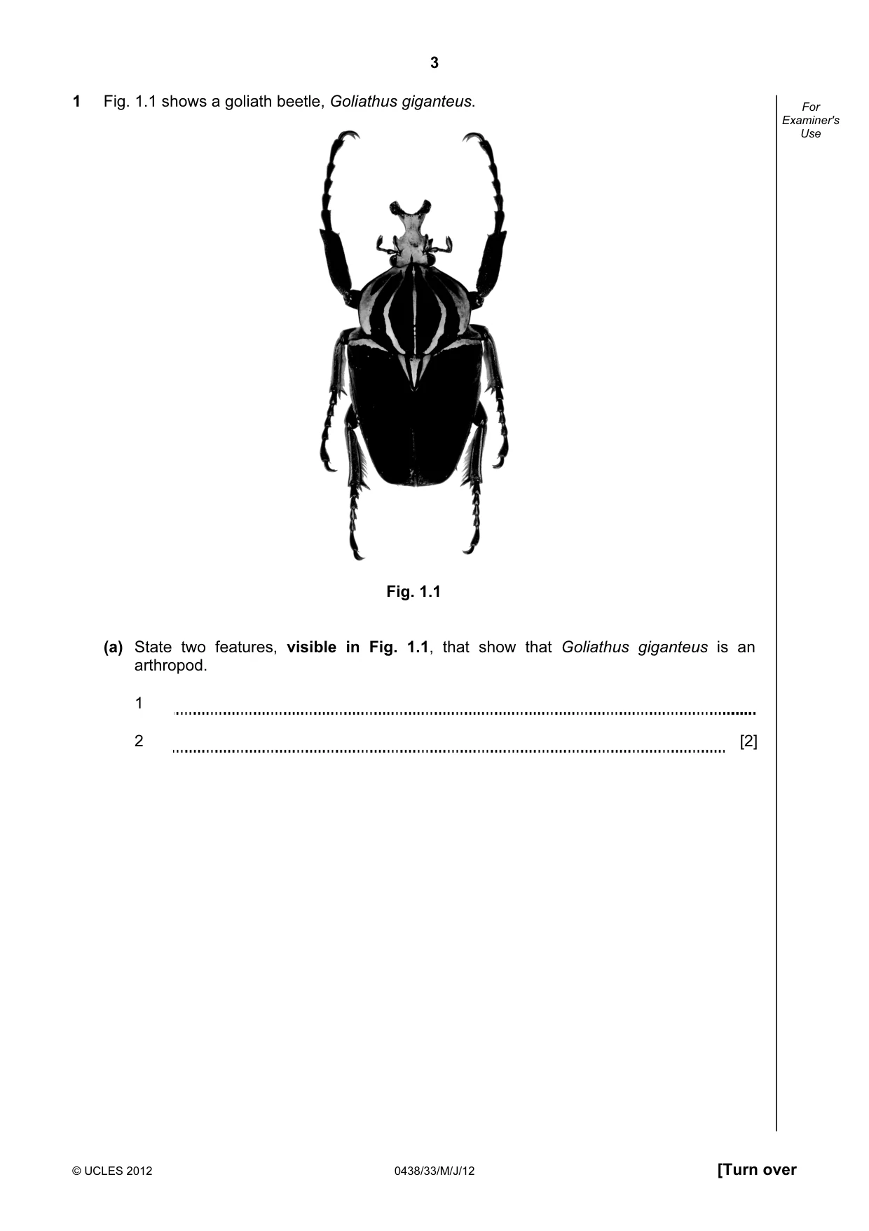 Cambridge IGCSE Biology (BES) 0438 2012 May/June Paper 3 · Variant 3 question paper, page 3 of 24