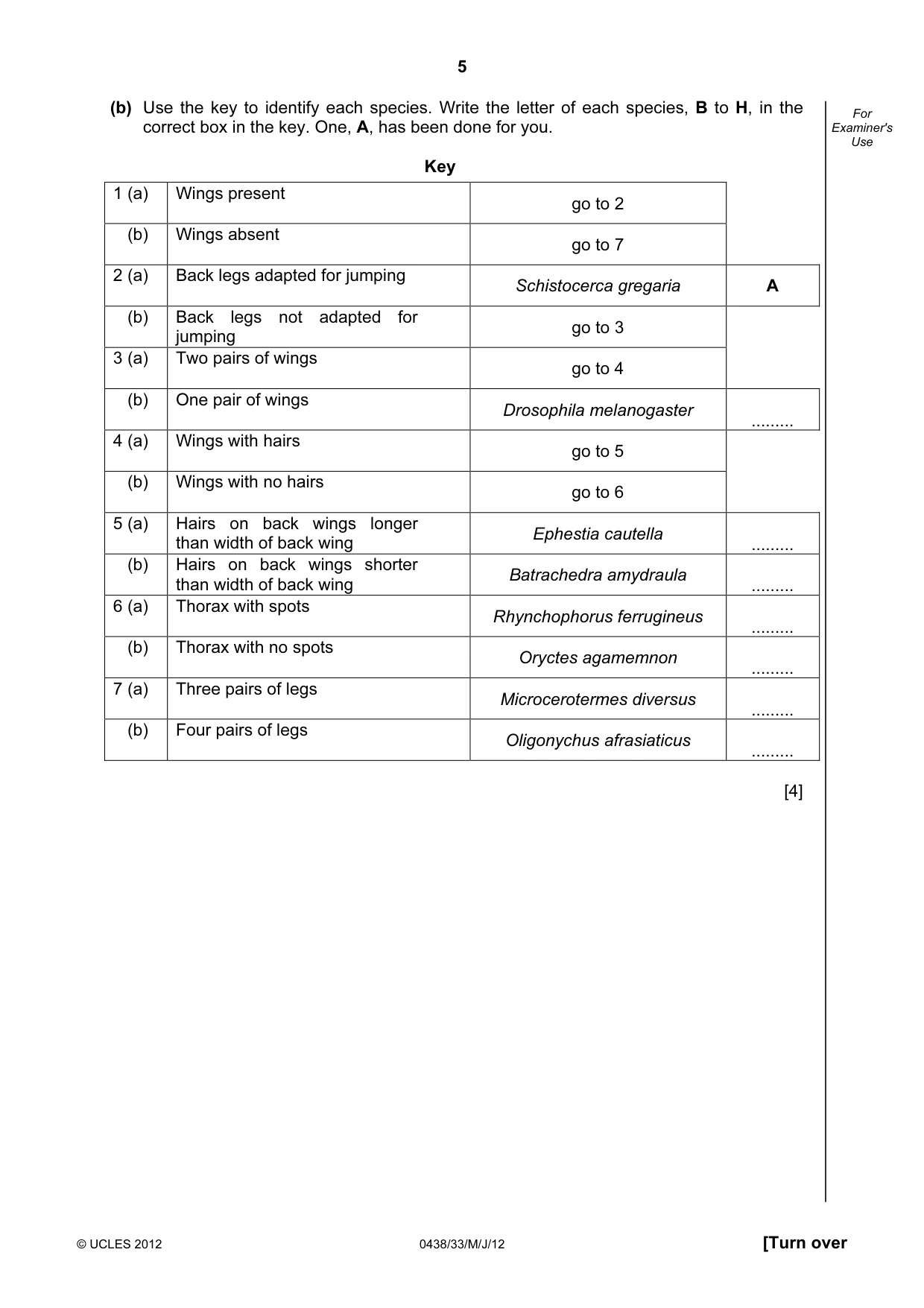 Cambridge IGCSE Biology (BES) 0438 2012 May/June Paper 3 · Variant 3 question paper, page 5 of 24
