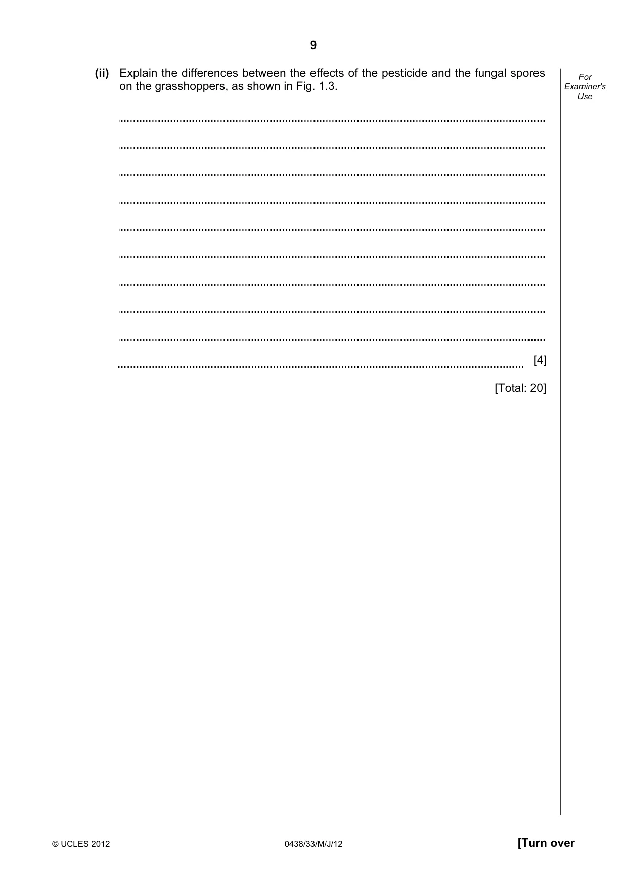 Cambridge IGCSE Biology (BES) 0438 2012 May/June Paper 3 · Variant 3 question paper, page 9 of 24