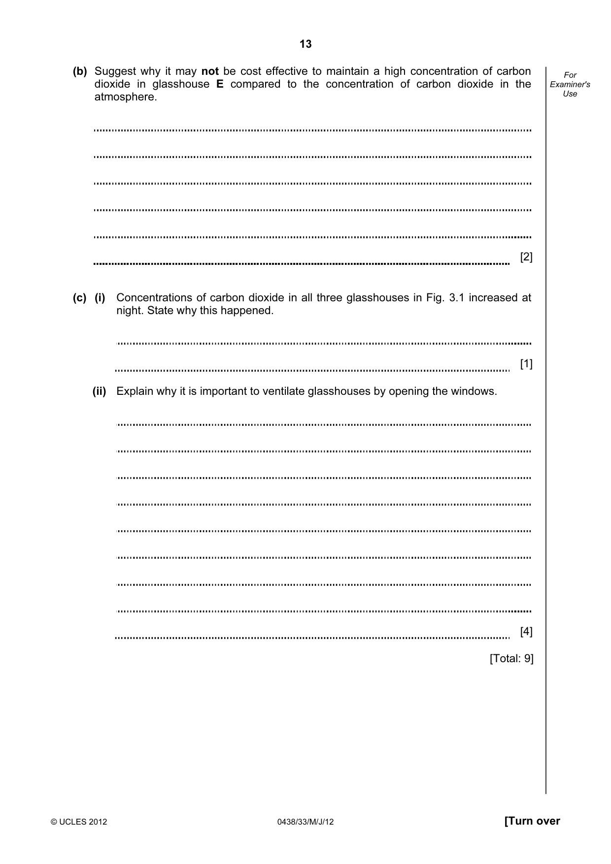 Cambridge IGCSE Biology (BES) 0438 2012 May/June Paper 3 · Variant 3 question paper, page 13 of 24