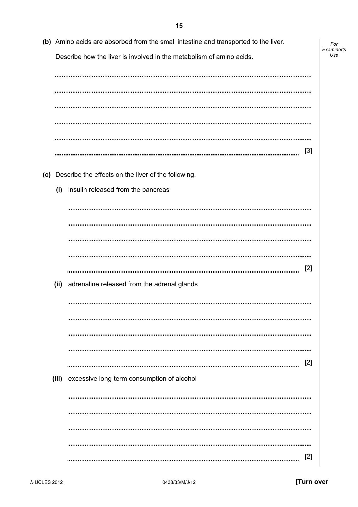 Cambridge IGCSE Biology (BES) 0438 2012 May/June Paper 3 · Variant 3 question paper, page 15 of 24