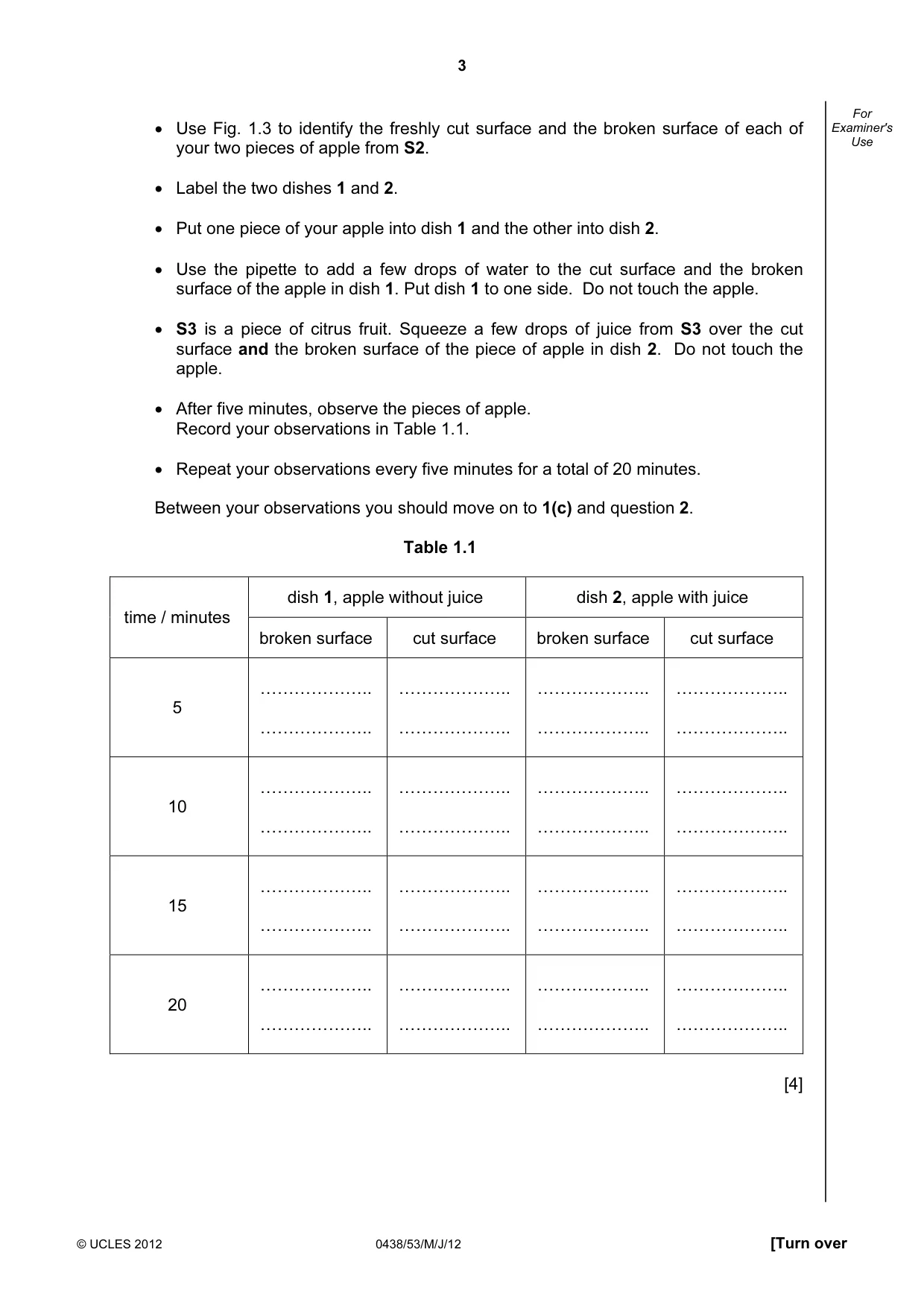 Cambridge IGCSE Biology (BES) 0438 2012 May/June Paper 5 · Variant 3 question paper, page 3 of 12
